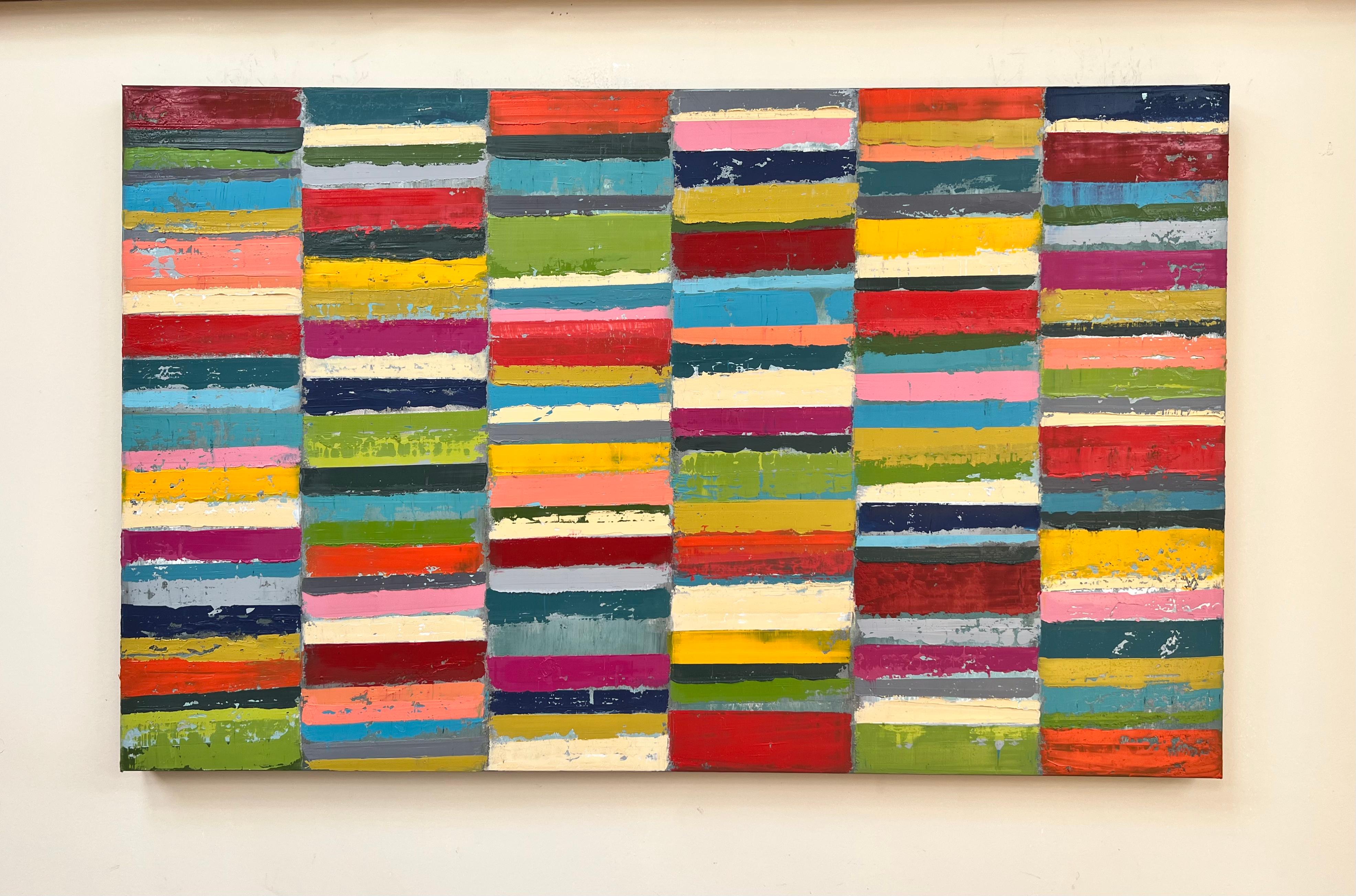 Griglia di colori n. 3, pittura ad olio astratta - Painting Astratto di Janet Hamilton