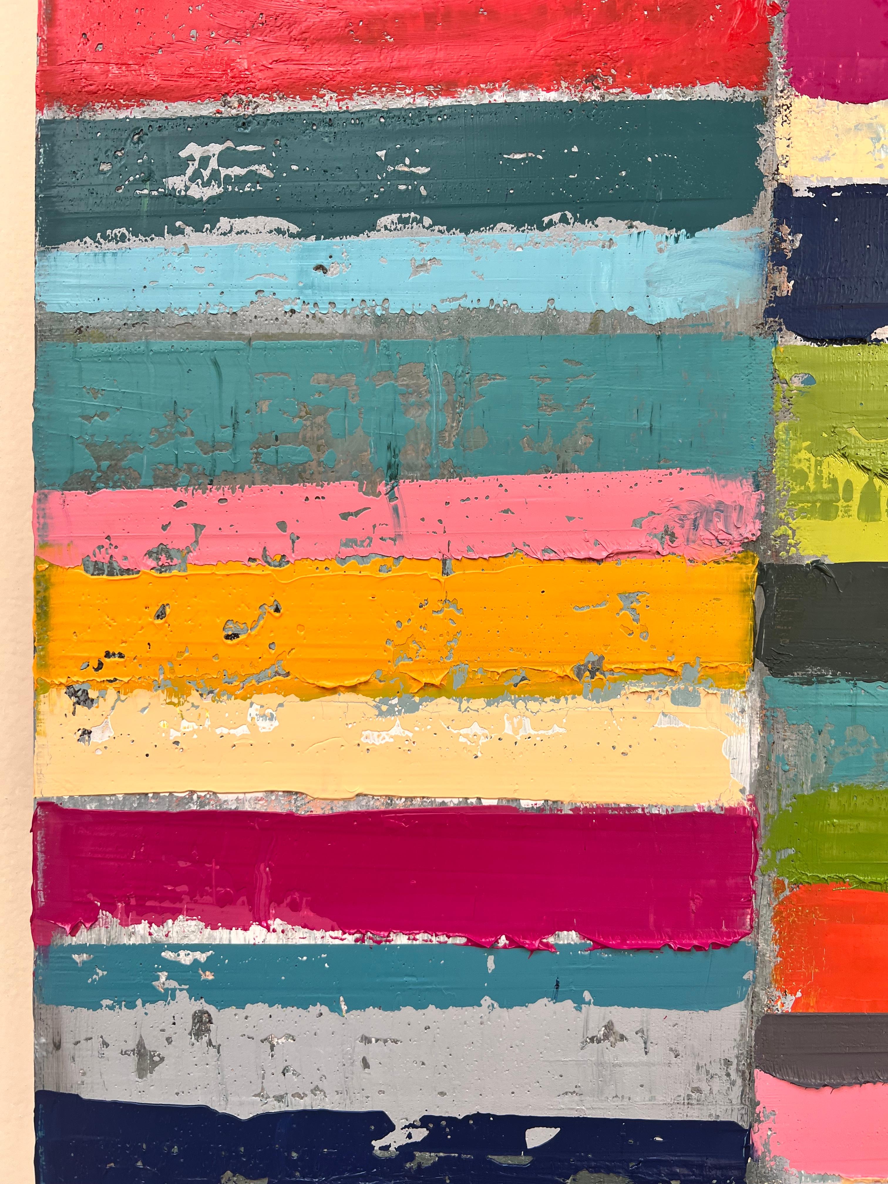 Gris de couleurs n° 3, peinture à l'huile abstraite - Marron Abstract Painting par Janet Hamilton