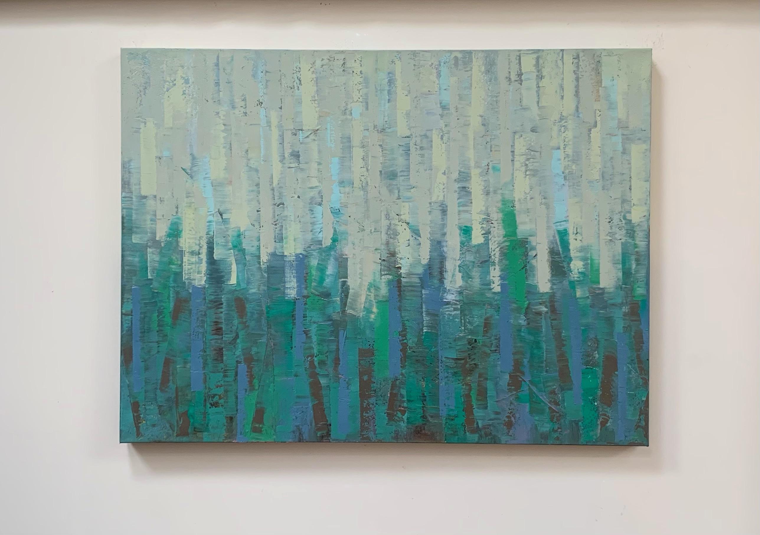 Daydreaming, peinture à l'huile abstraite - Abstrait Painting par Janet Hamilton