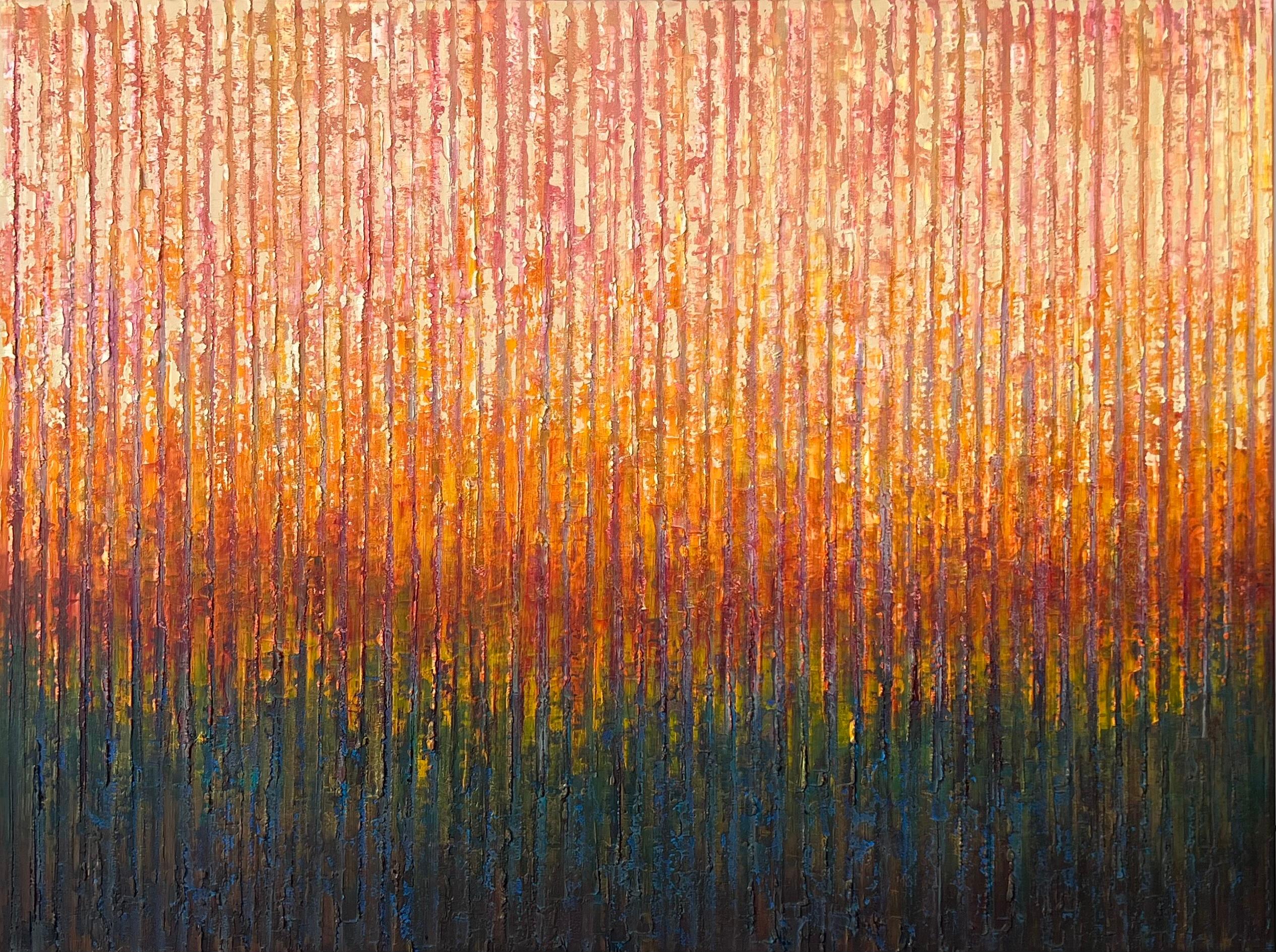 Janet Hamilton Landscape Painting - Ember Horizon, Abstract Oil Painting