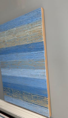 Rayas Añil/Beige, Pintura al Óleo Abstracta
