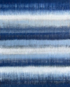 Indigo Stripes 2, Abstract Oil Painting