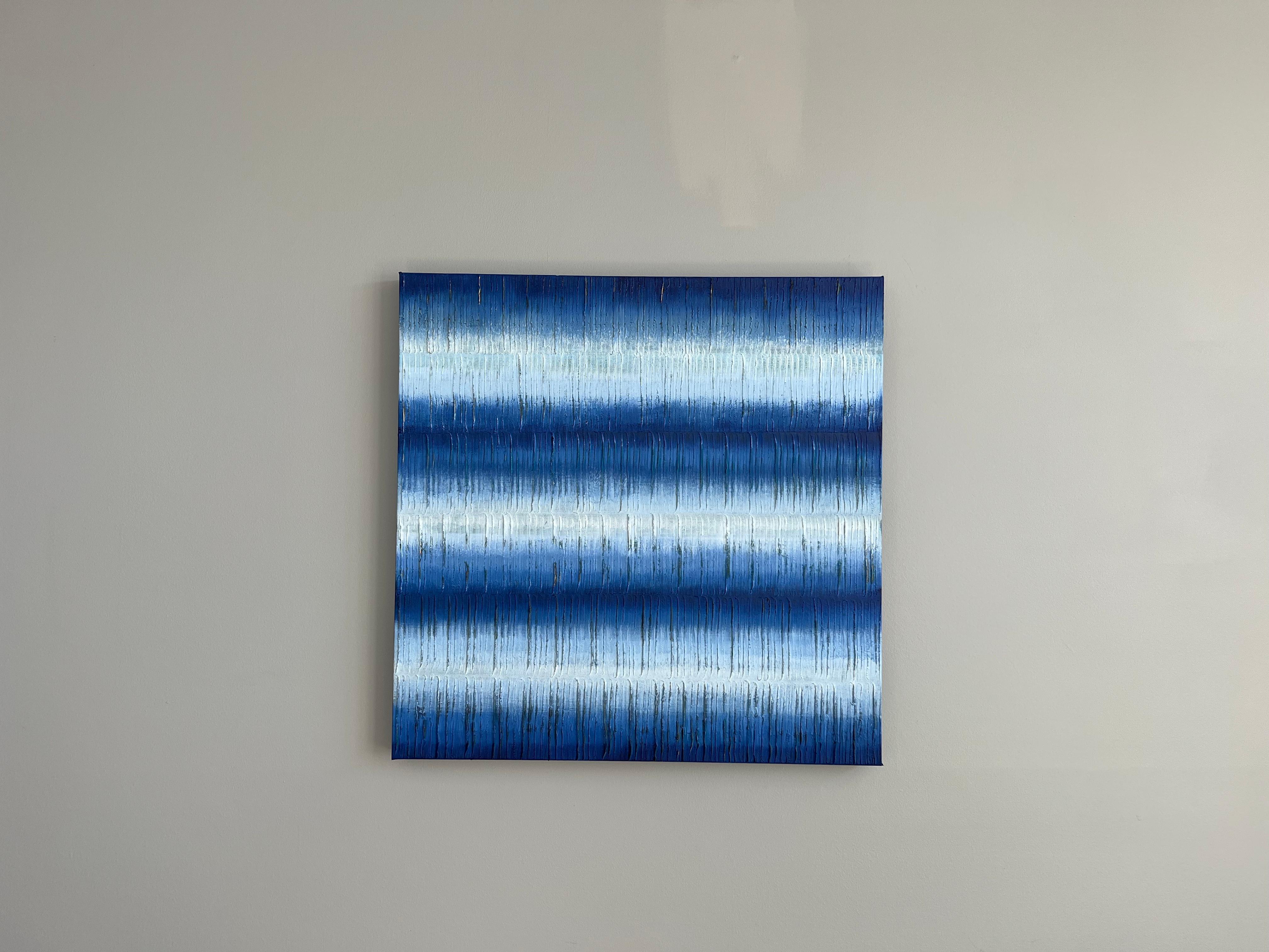 Indigo Stripes 3, Abstract Oil Painting For Sale 1