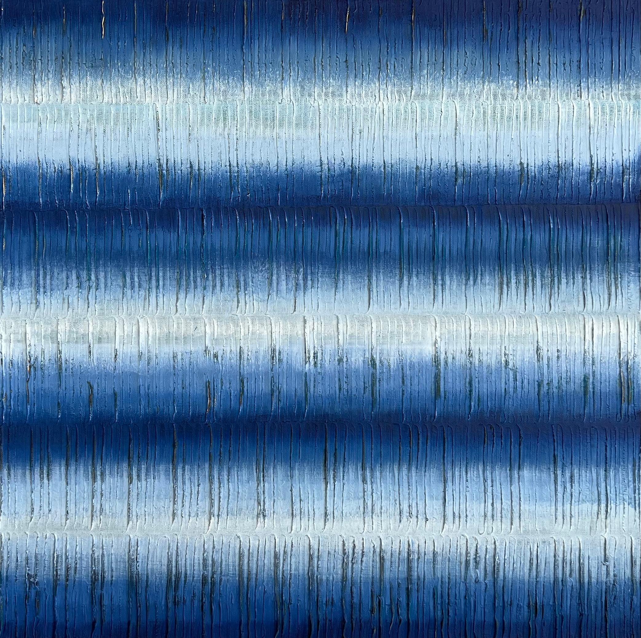 Janet Hamilton Abstract Painting - Indigo Stripes 3, Abstract Oil Painting