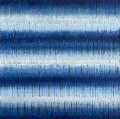 Indigo Stripes 3, Abstract Oil Painting