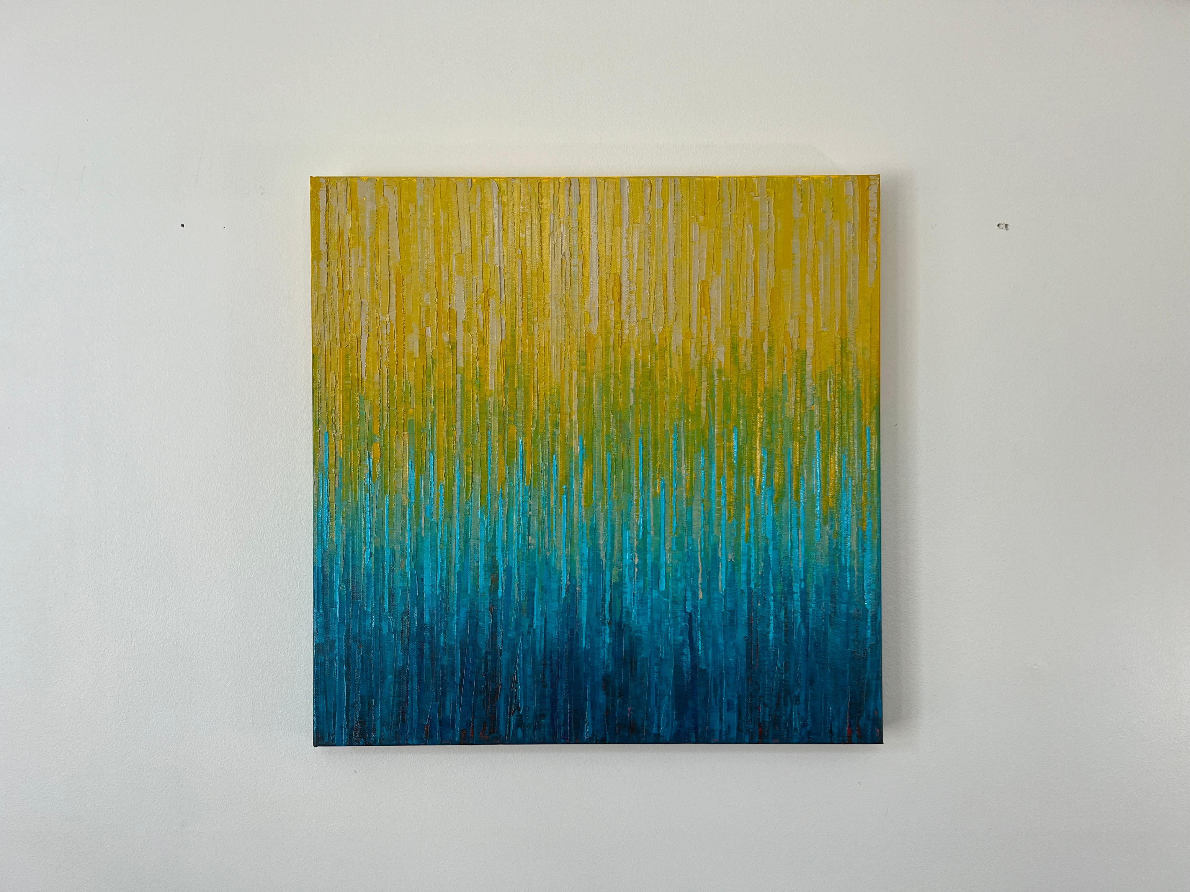 Lunga strada, pittura ad olio astratta - Painting Astratto di Janet Hamilton