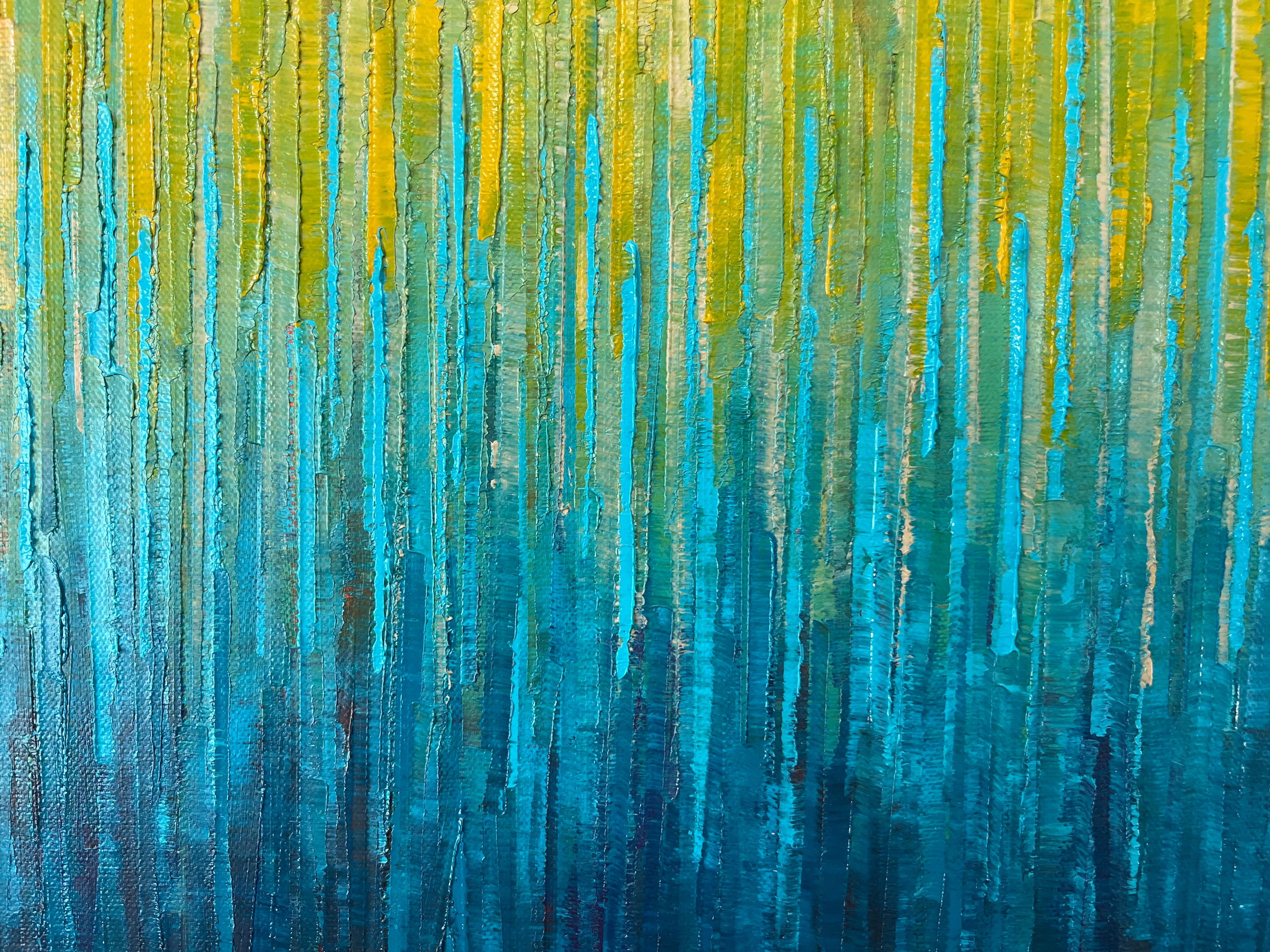 Lunga strada, pittura ad olio astratta - Abstract Painting Grigio di Janet Hamilton