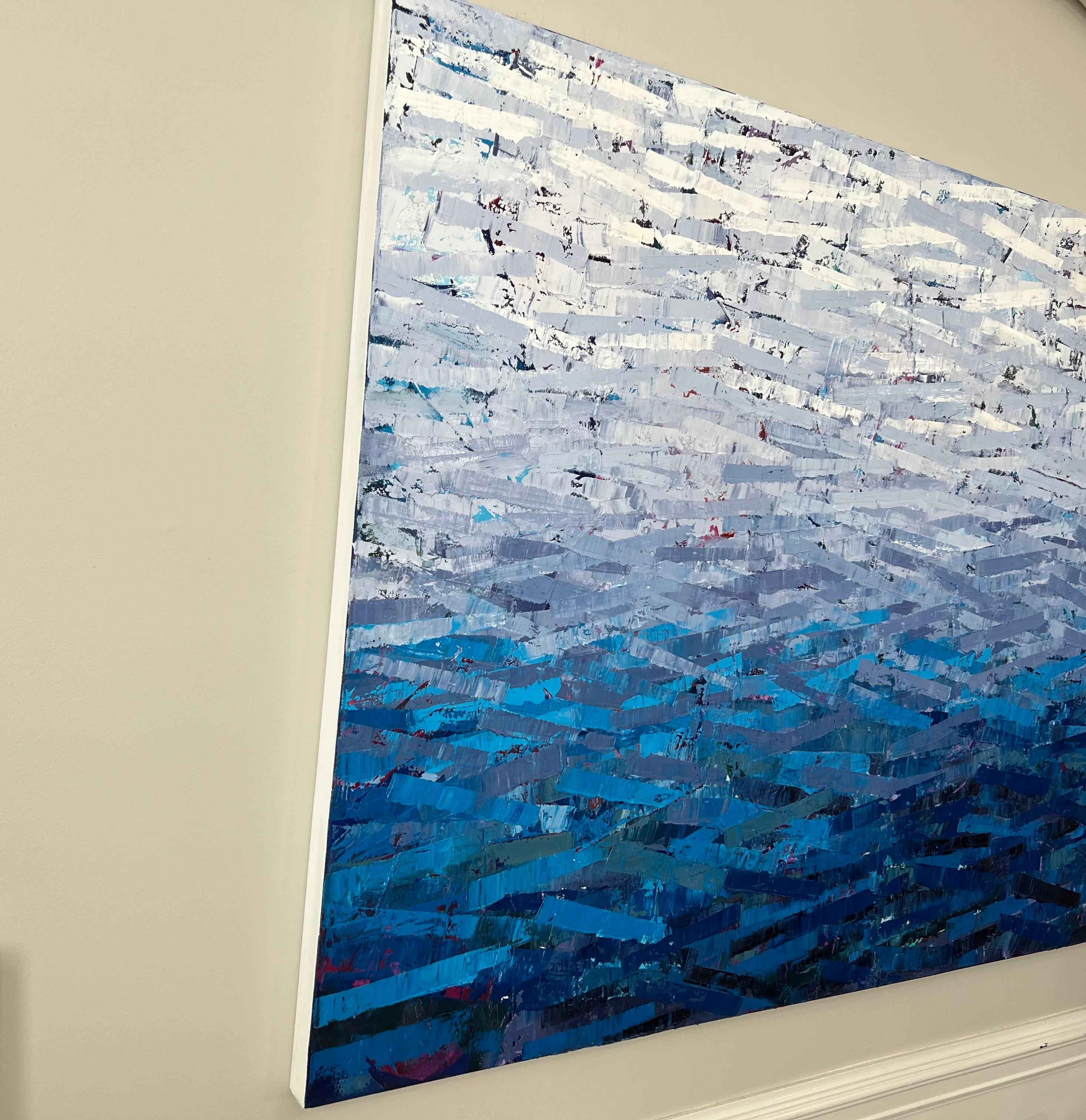 Onde di mezzanotte, pittura a olio astratta - Painting di Janet Hamilton