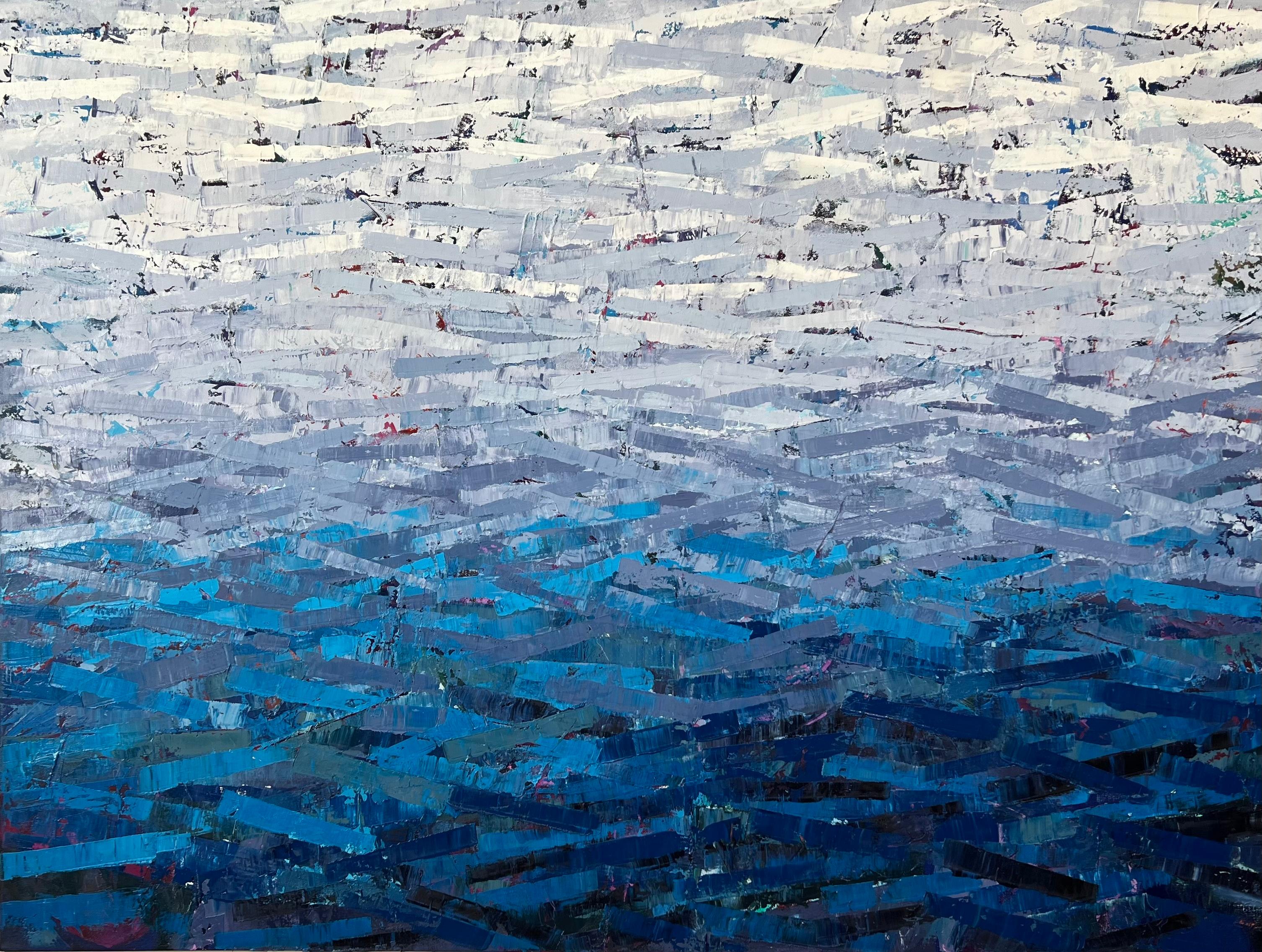 Landscape Painting di Janet Hamilton - Onde di mezzanotte, pittura a olio astratta