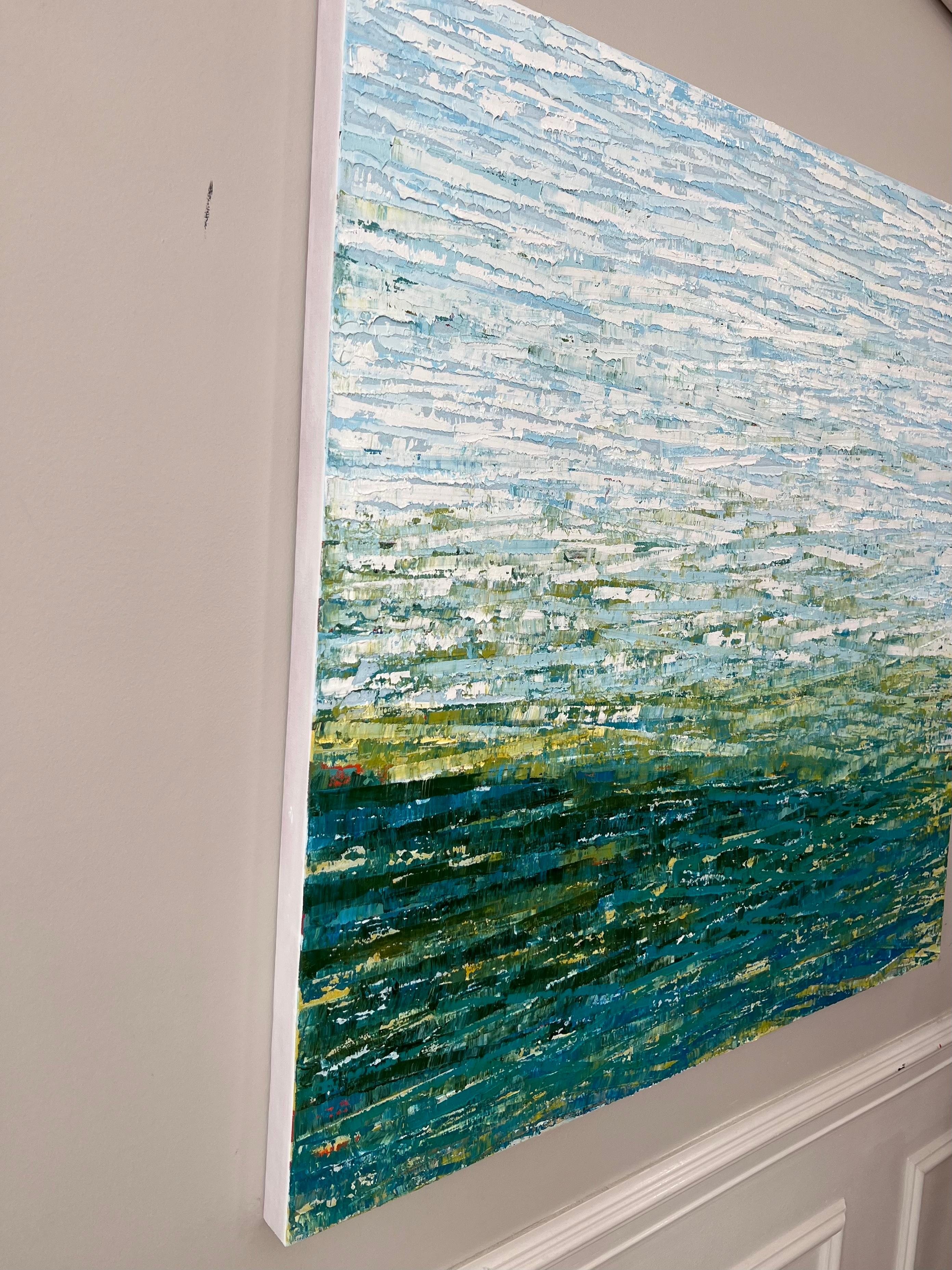 Nebbia mattutina, pittura ad olio astratta - Painting di Janet Hamilton
