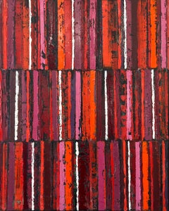 Triple rayures rouges/noires, peinture à l'huile abstraite