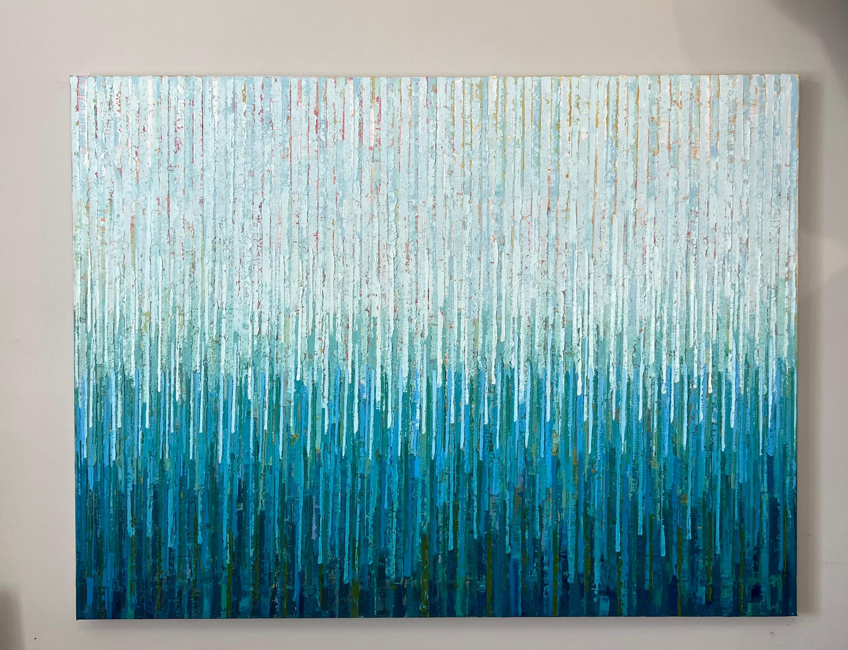 Solitudine, pittura ad olio astratta - Painting Astratto di Janet Hamilton