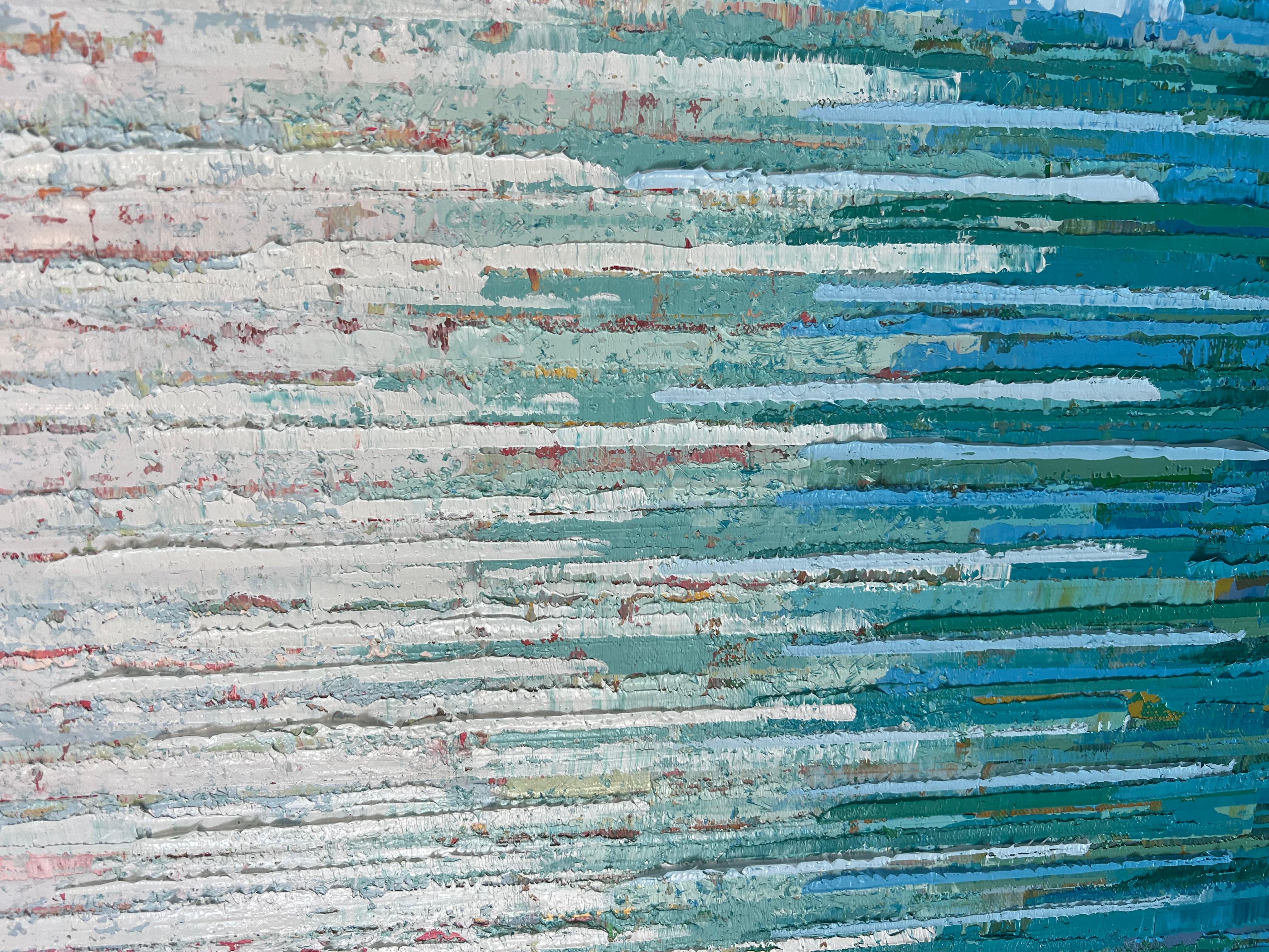 Solitudine, pittura ad olio astratta - Abstract Painting Blu di Janet Hamilton