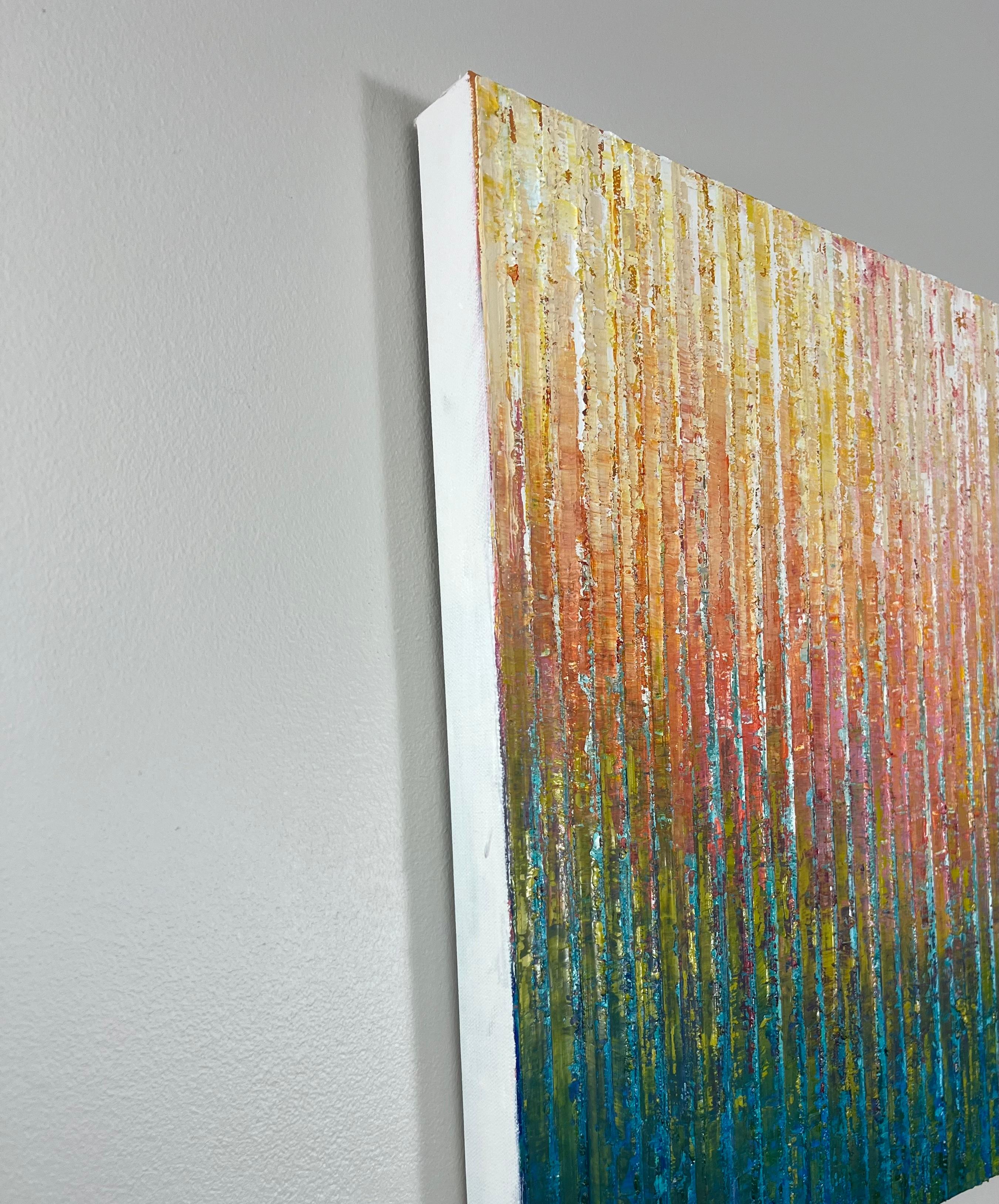 Giardino di primavera, pittura a olio astratta - Painting di Janet Hamilton