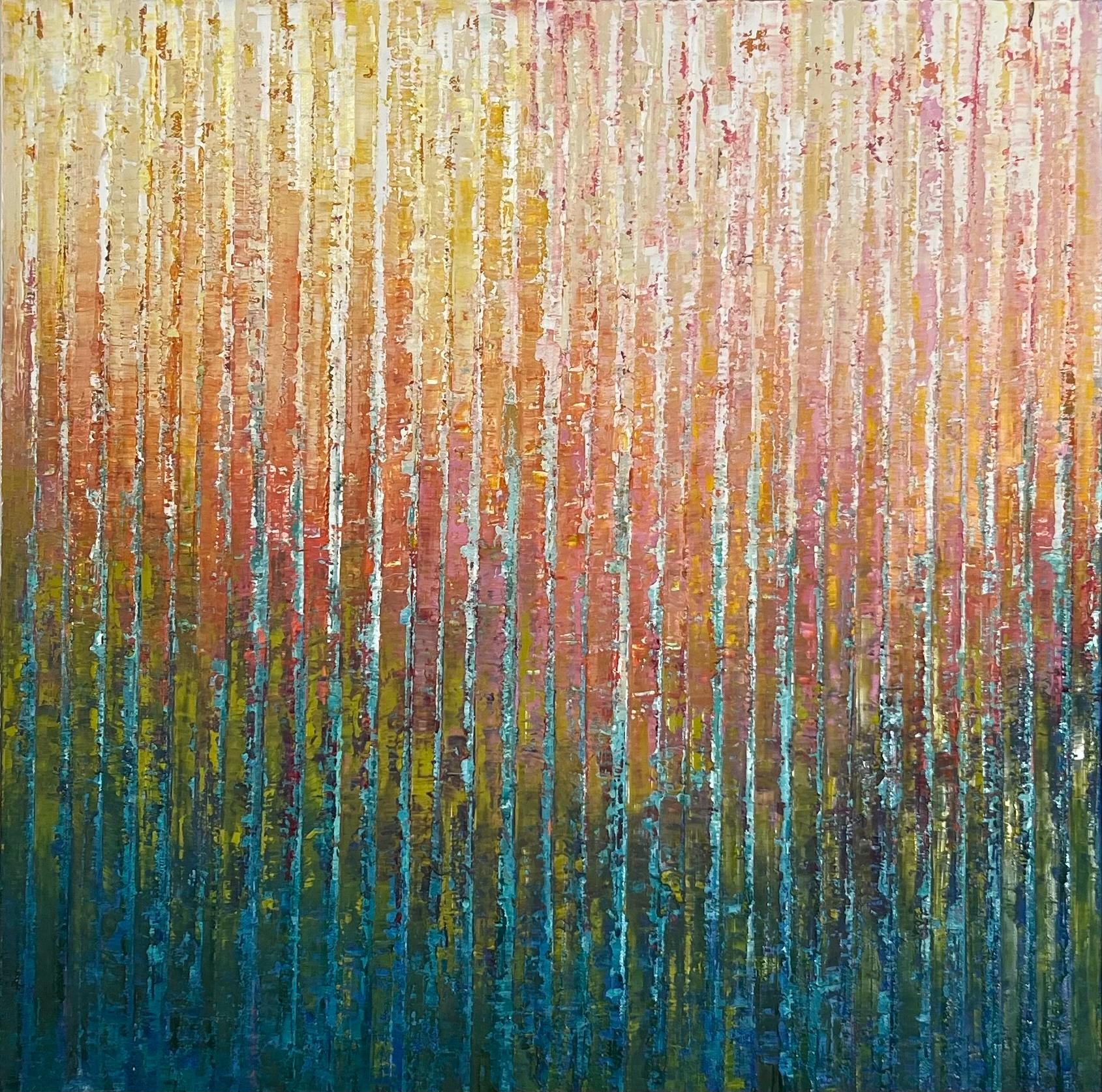 Abstract Painting di Janet Hamilton - Giardino di primavera, pittura a olio astratta