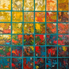 Sunset Squares, Abstract Oil Painting