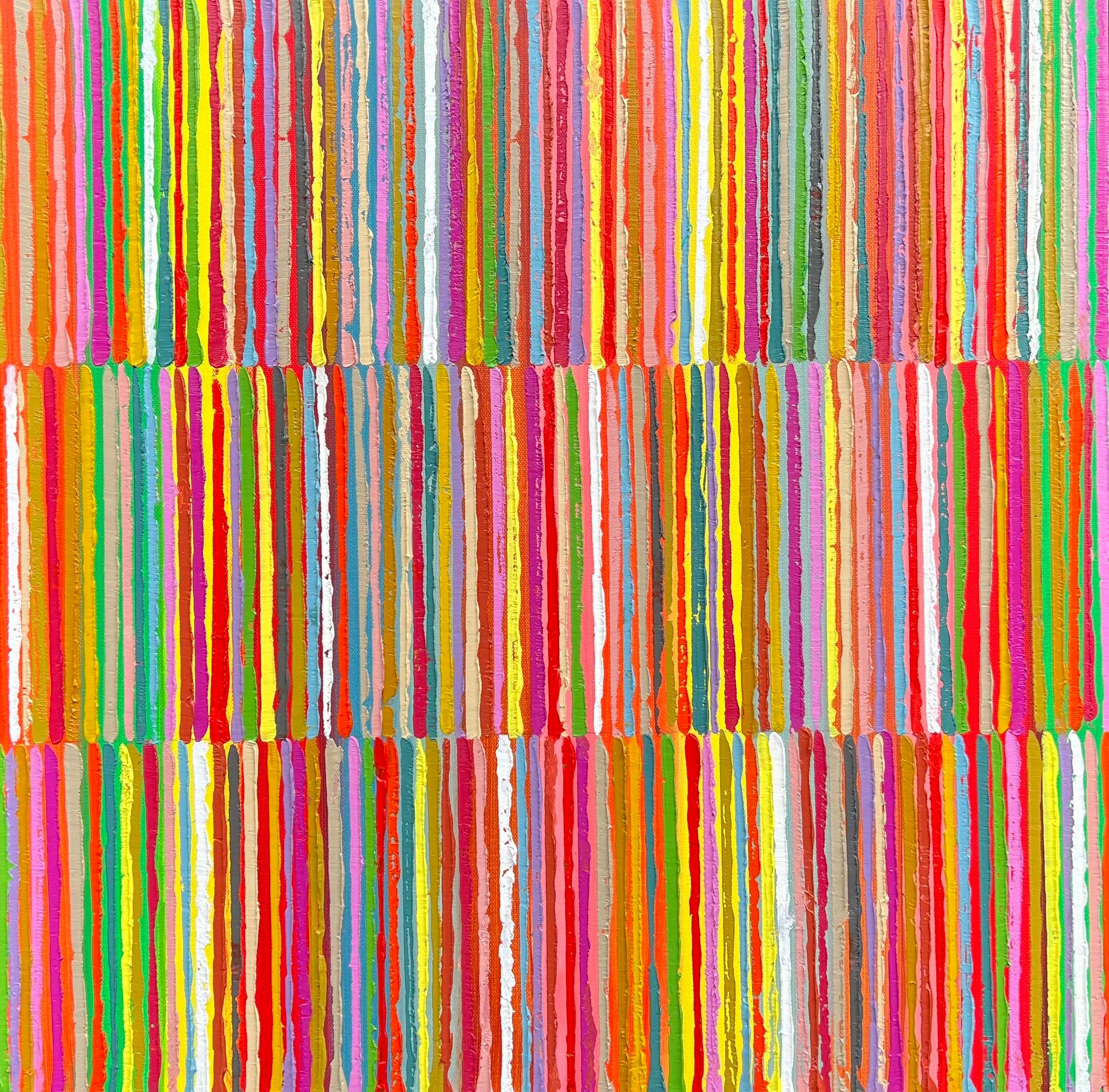 Janet Hamilton Abstract Painting - Triple Stripes D, Abstract Oil Painting