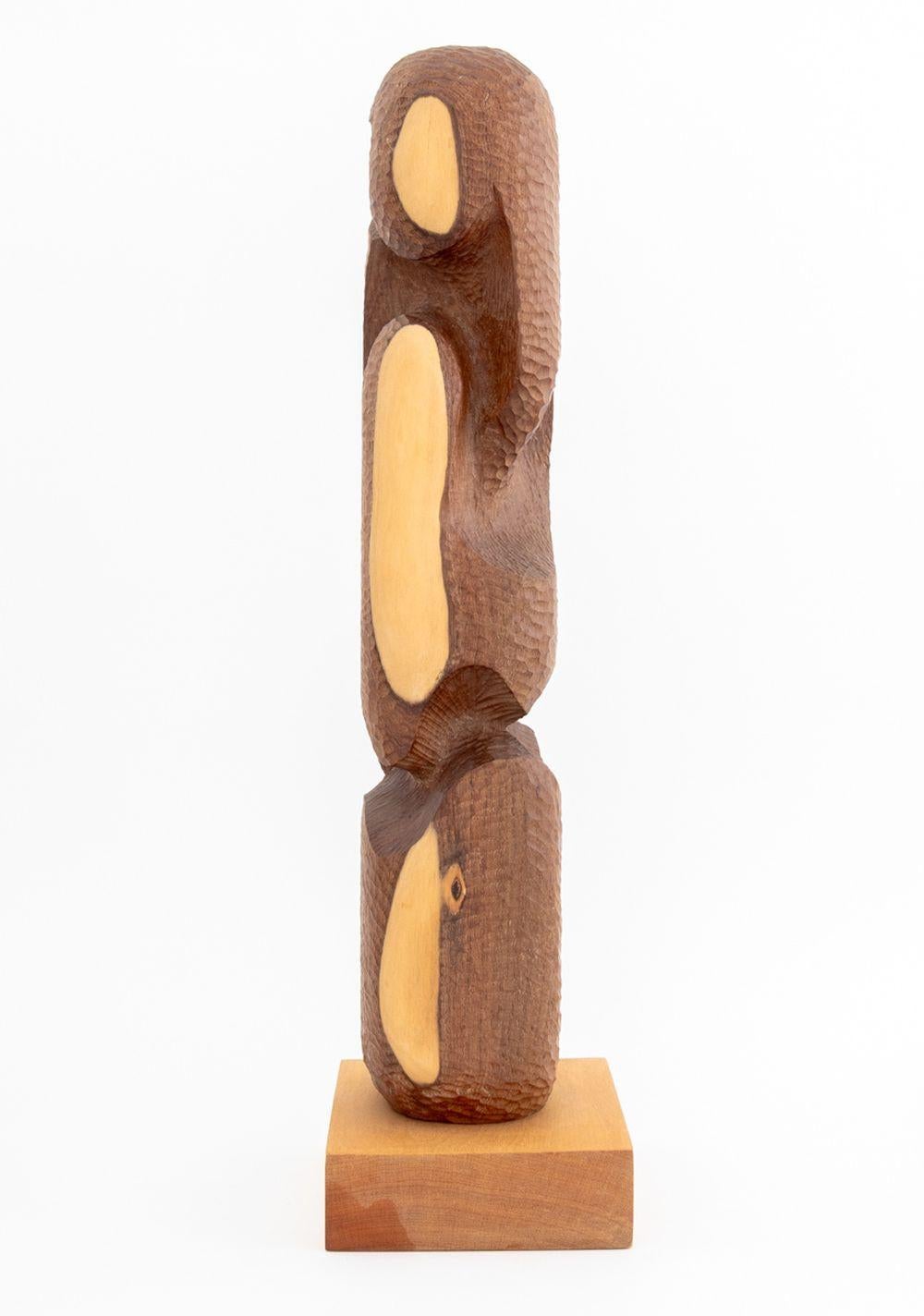 Janet Handler Abstract Carved Wood Sculptures, 2 In Good Condition For Sale In Astoria, NY