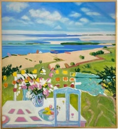 Large Plein Air Landscape Oil Painting, Peach & Plenty, Hamptons, Janet Jennings