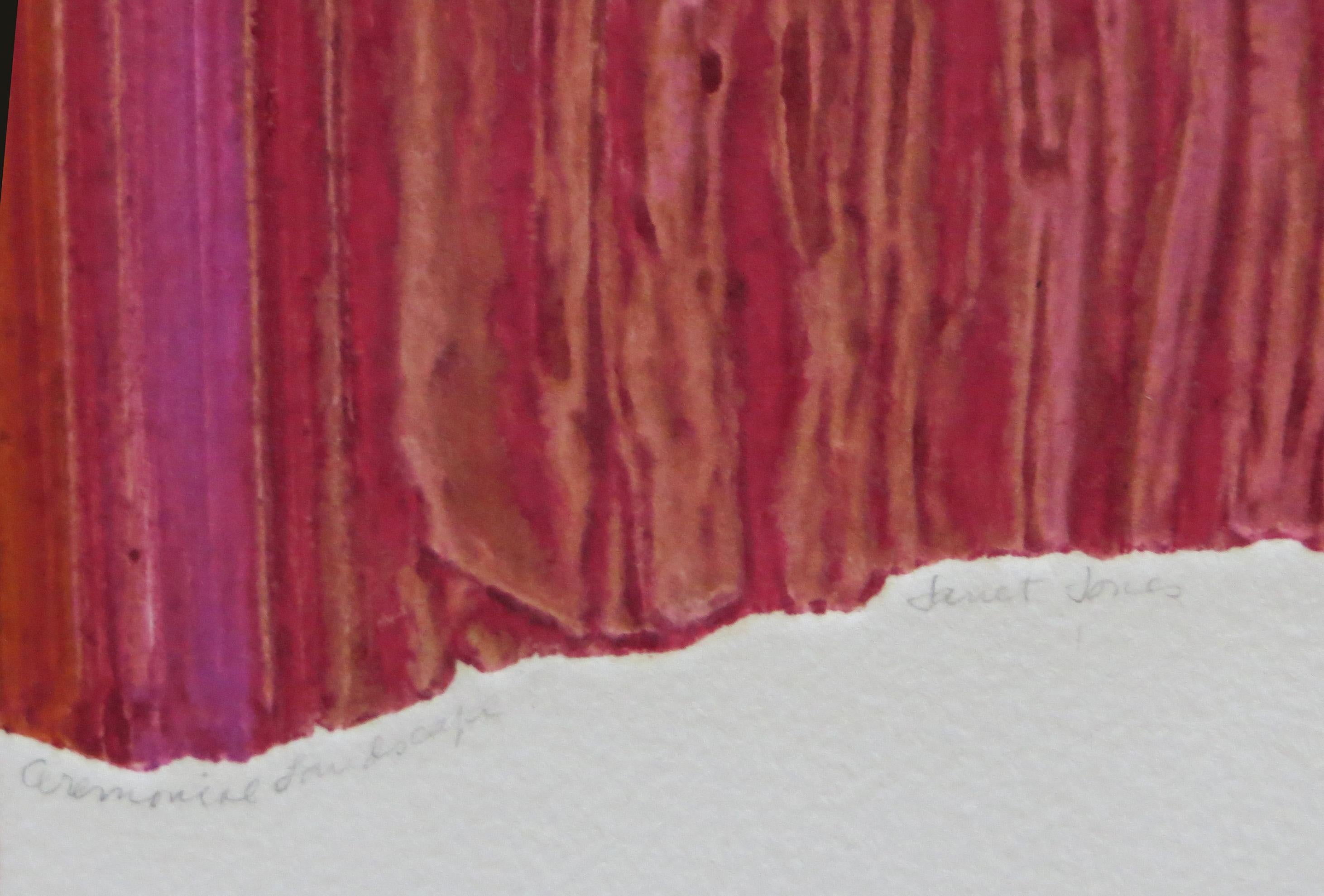 Paysage cérémonial - Rouge Abstract Print par Janet Jones