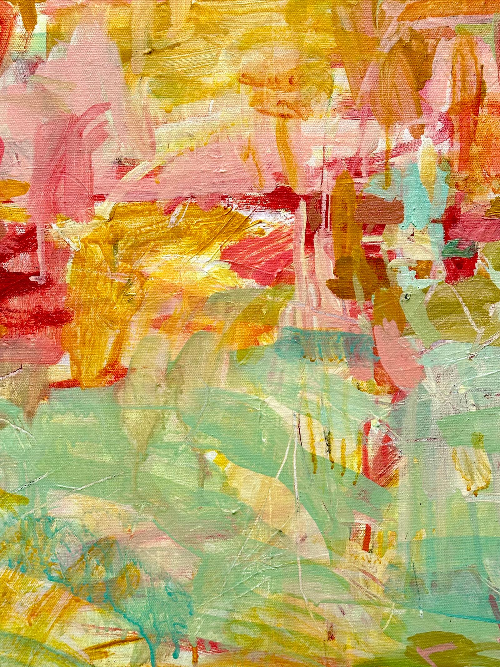 Aquamarine Afternoon - Orange Abstract Painting by Janet Keith