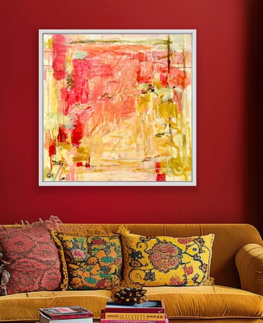 Cremisi e topazio, quadro originale, paesaggio, contemporaneo, astratto in vendita 10