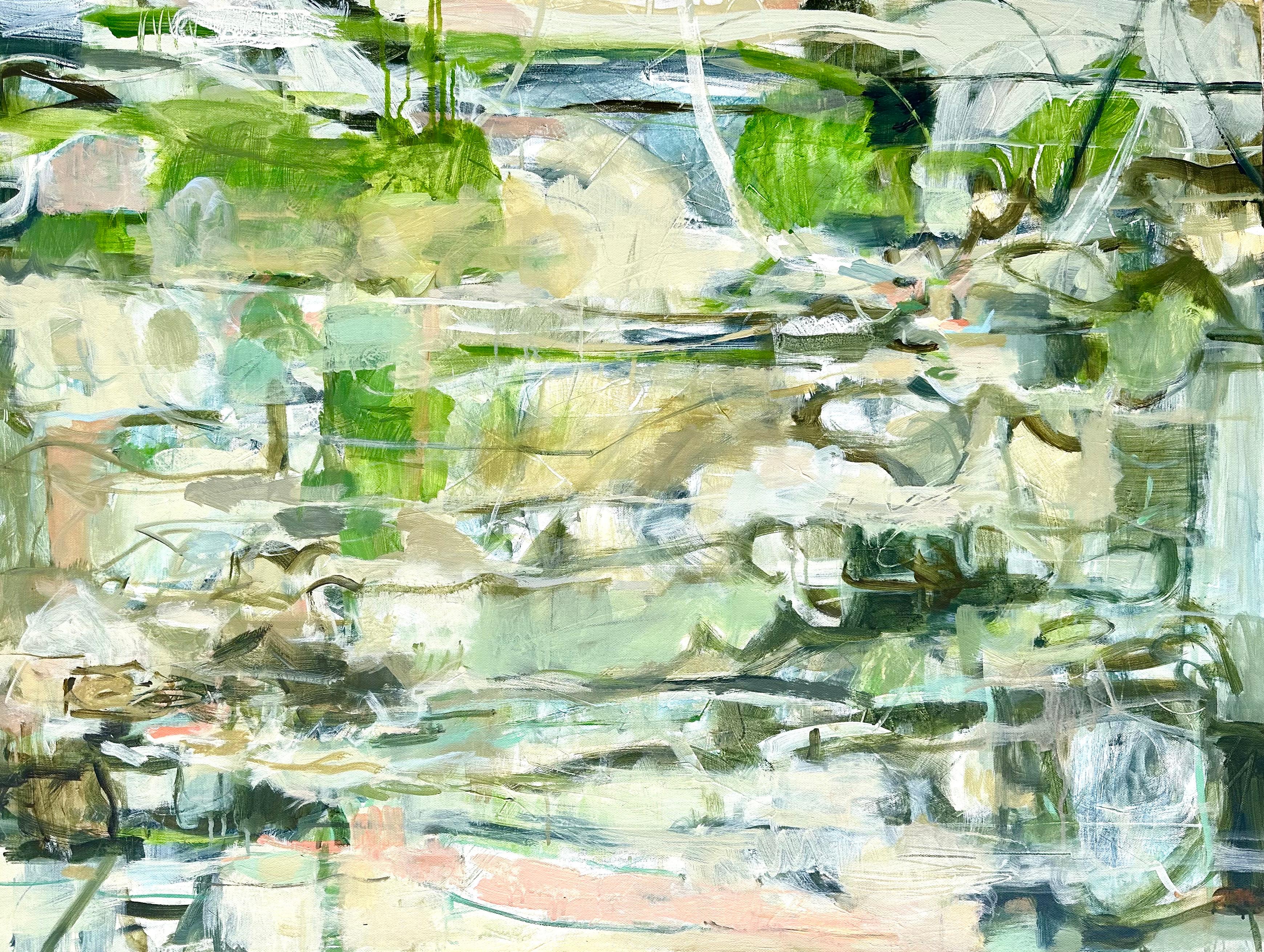 Dilly Dallying e Coast Diptych, Pittura originale, Astratto, Paesaggio - Abstract Painting Beige di Janet Keith