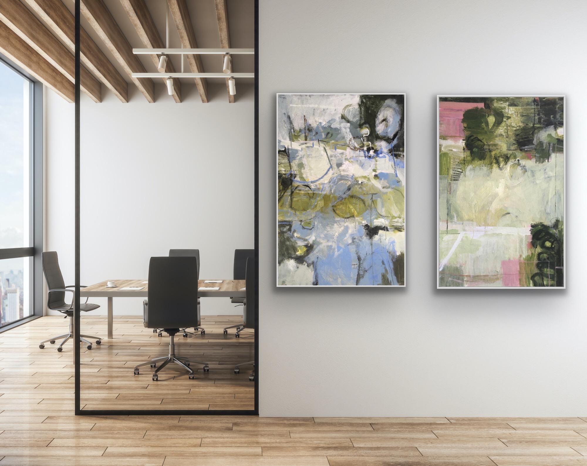 Diptych of Winter Garden and Garden, Original painting, Abstract  For Sale 1