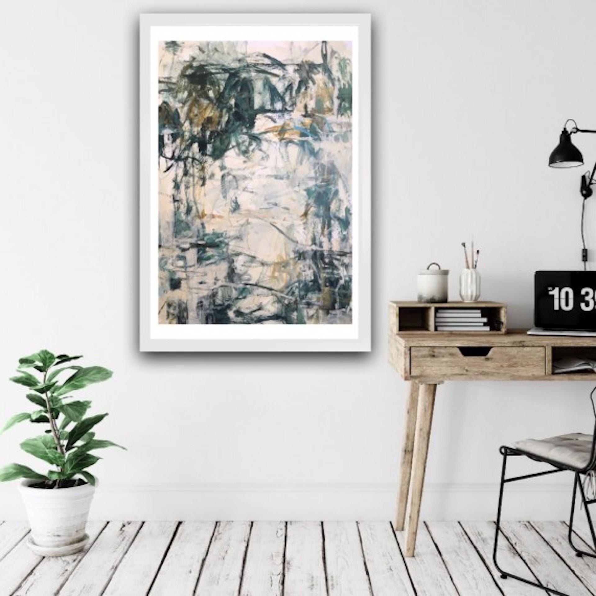 Early Morning, Original Abstract Expressionist Painting, Affordable Artwork - Gray Abstract Painting by Janet Keith