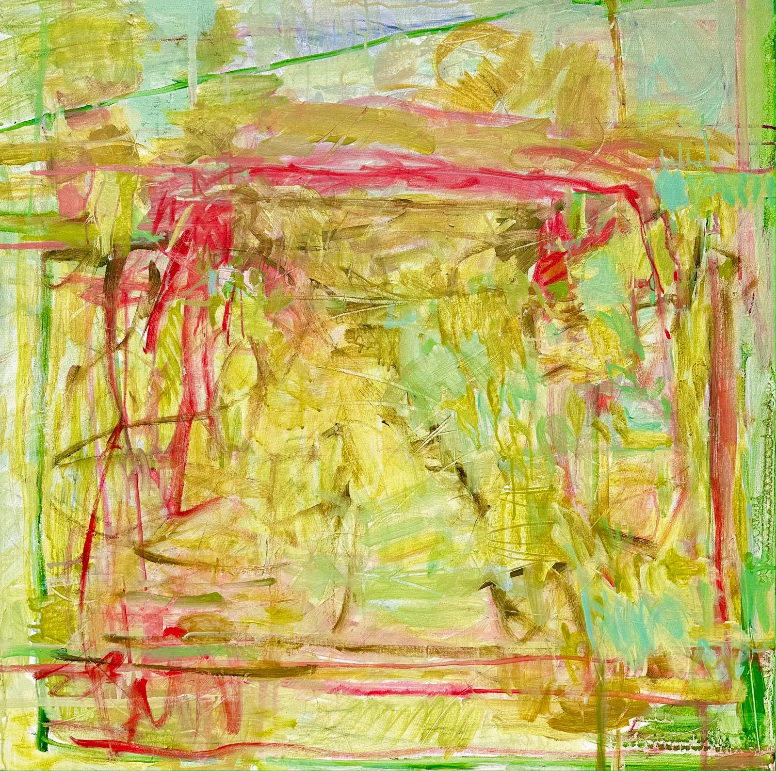 Escapade in Emerald and Ruby - Painting by Janet Keith