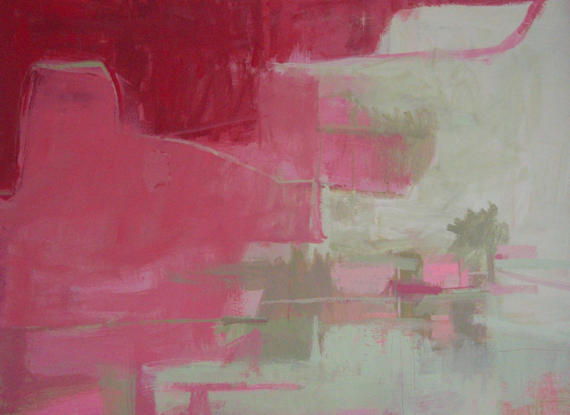 Janet Keith, Ruby Nights, Original Semi Abstract Landscape Painting, Art Online
