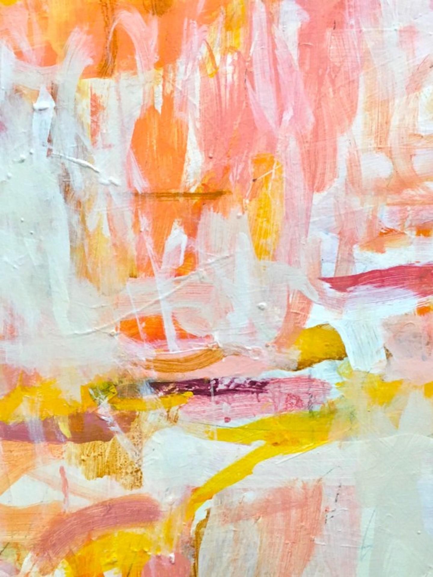 Pink Dawn is an original abstract painting by Janet Keith. The painting is warm and full of life - a dance of flickering brush strokes in a harmony of pinks, oranges and yellow - evocative of sunrise perhaps, uplifting and joyful.
Janet Keith is