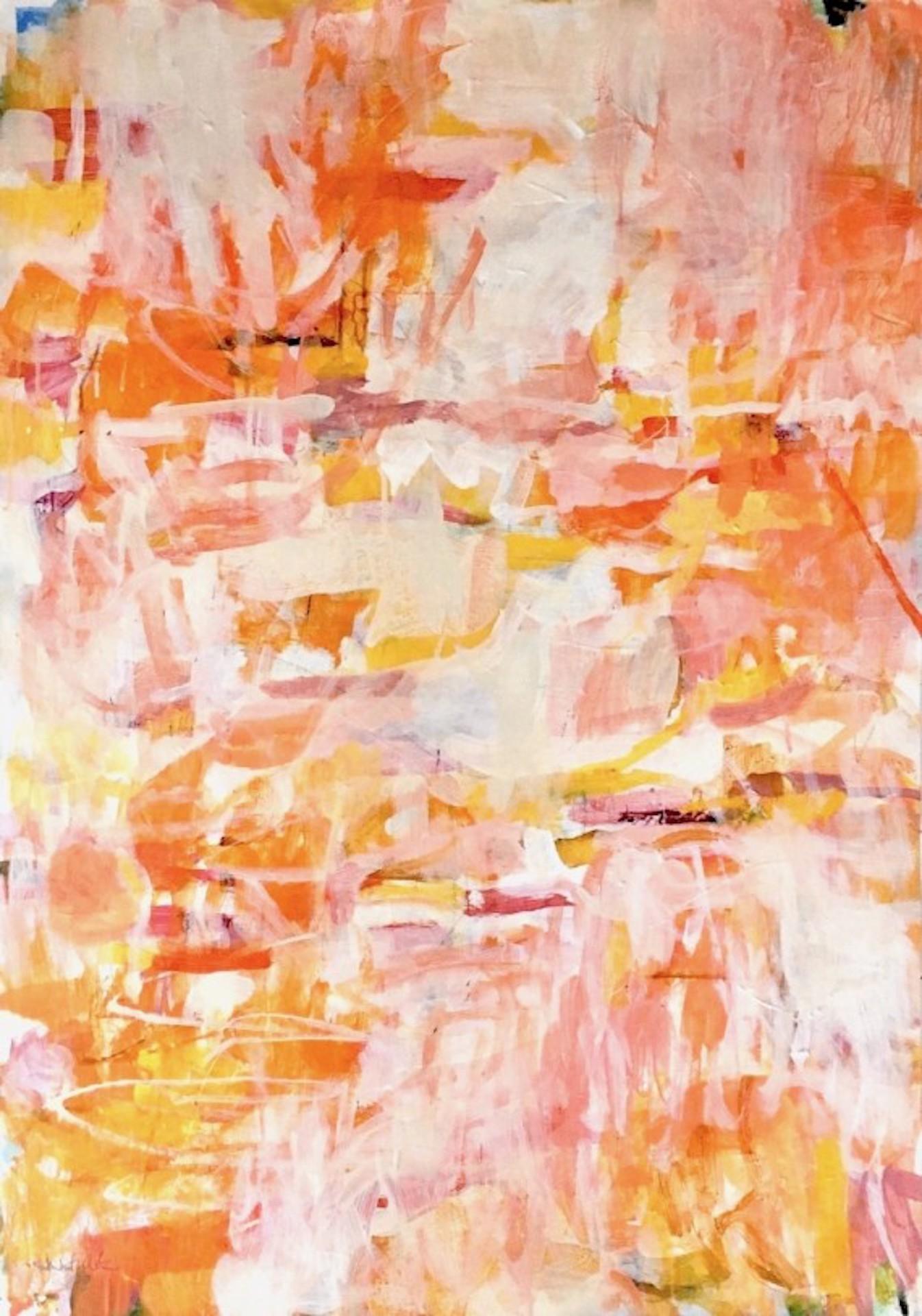 Janet Keith Abstract Painting - Pink Dawn, Original Pink and Orange Art, Abstract Skyscape Art, Affordable Art