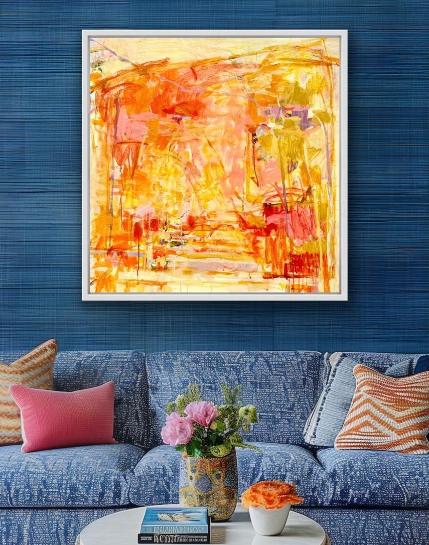 Luz solar centelleante, pintura original, paisaje, contemporáneo, abstracto - Painting Contemporáneo de Janet Keith