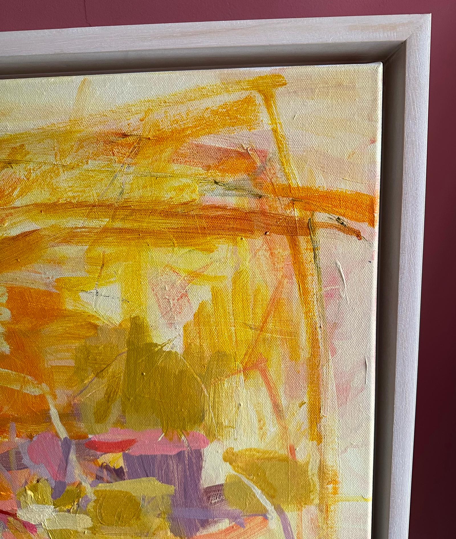 Luz solar centelleante, pintura original, paisaje, contemporáneo, abstracto - Abstract Painting Naranja de Janet Keith