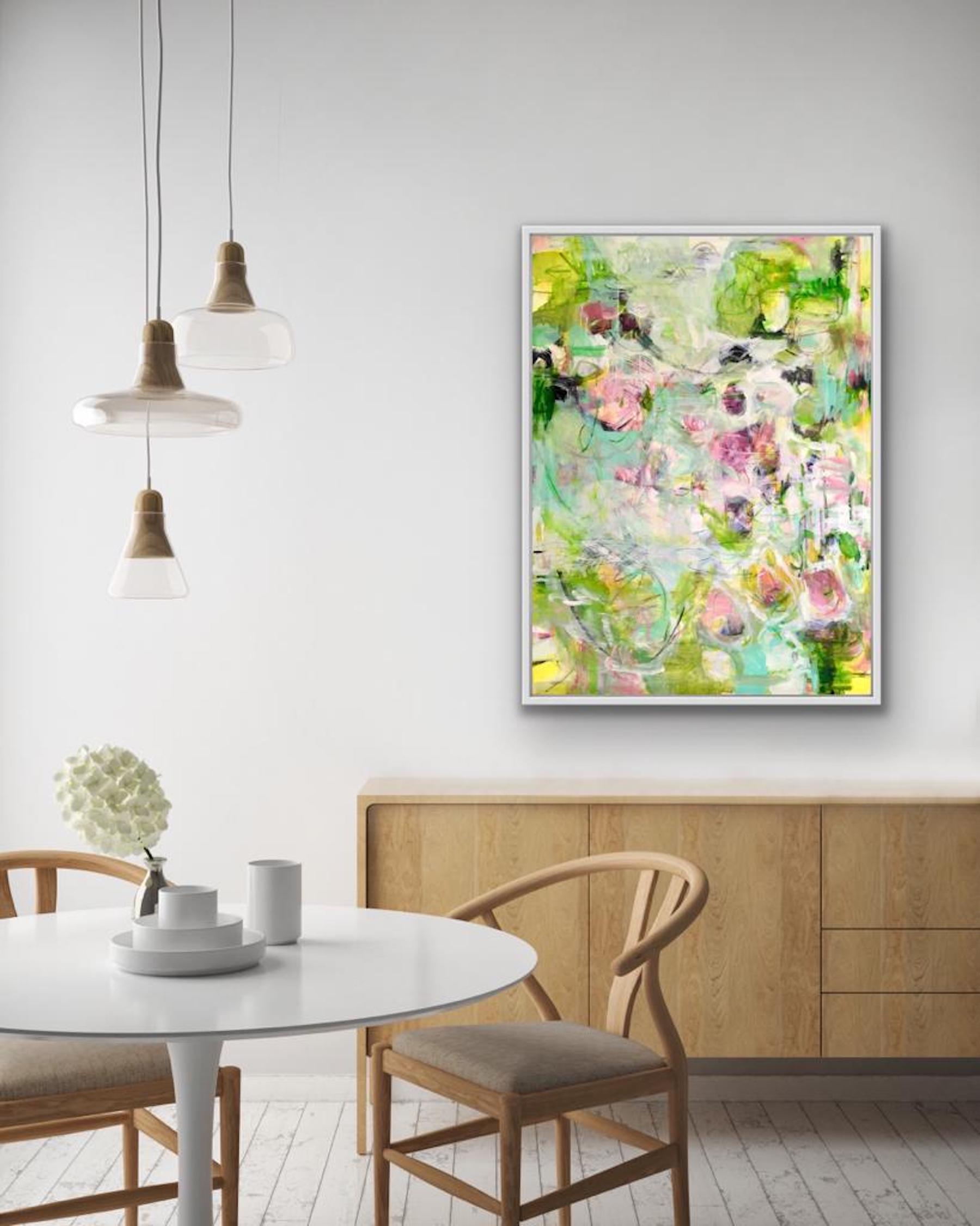 Printemps, art floral abstrait, art du printemps, art frais, peinture contemporaine lumineuse en vente 5