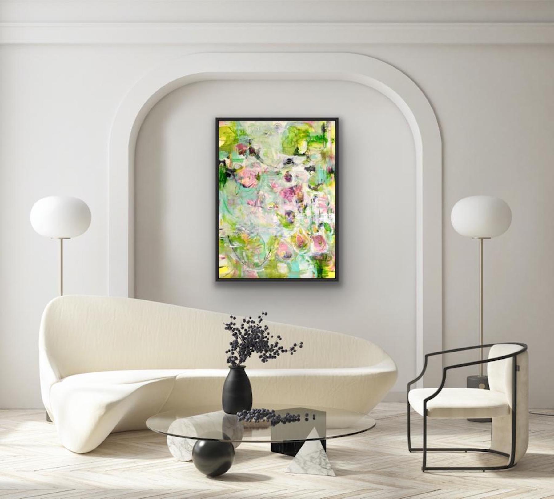 Spring, Abstract floral art, spring art, fresh art, bright contemporary painting - Painting by Janet Keith