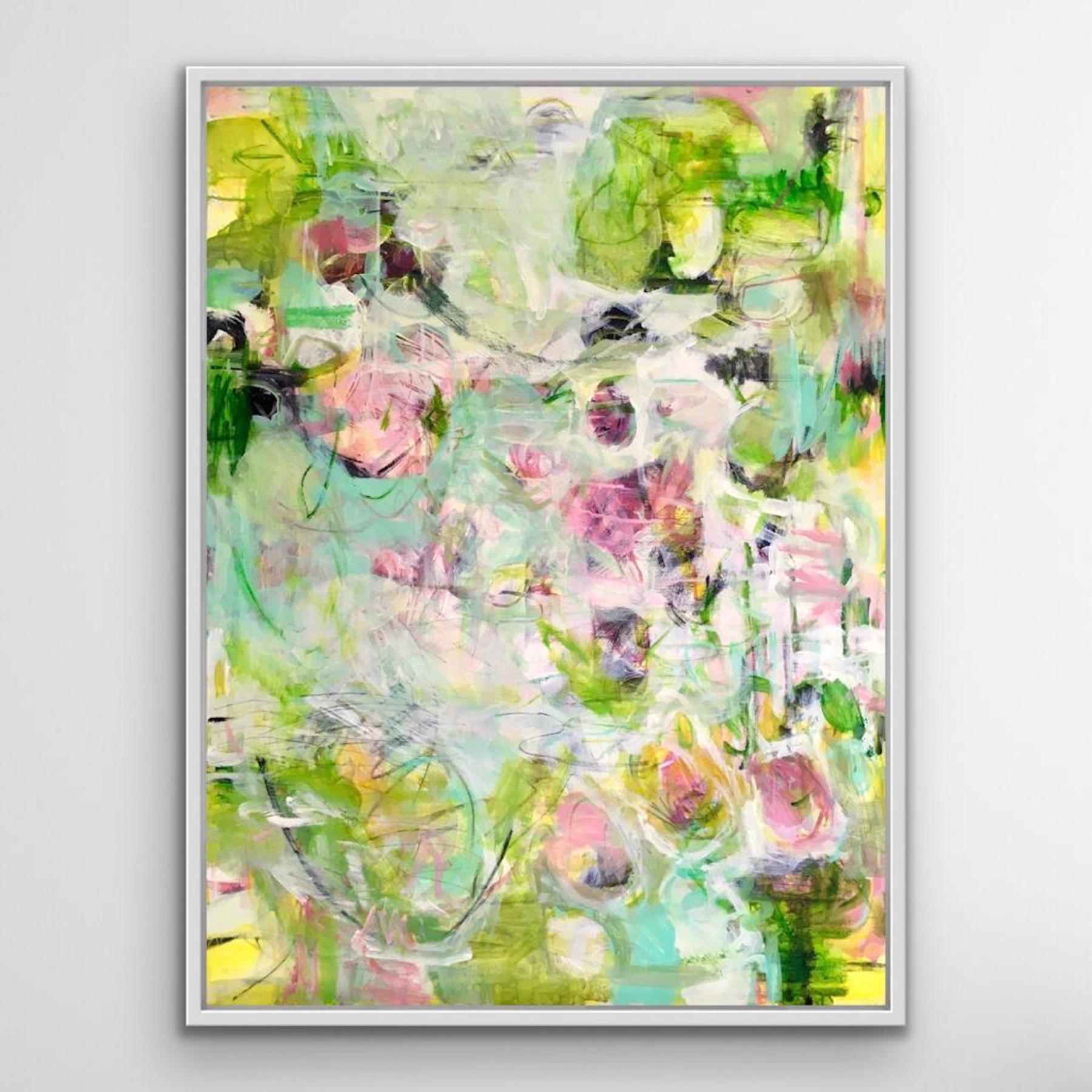 Printemps, art floral abstrait, art du printemps, art frais, peinture contemporaine lumineuse - Abstrait Painting par Janet Keith