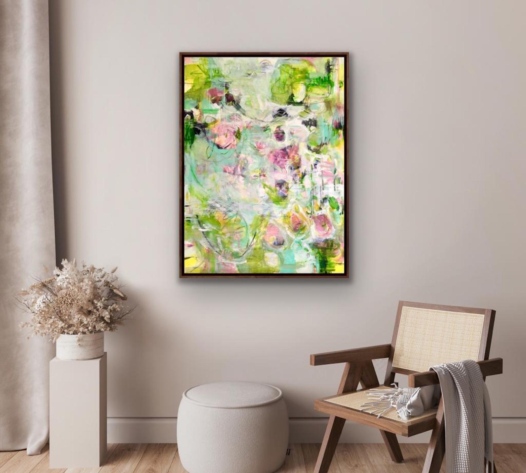 Printemps, art floral abstrait, art du printemps, art frais, peinture contemporaine lumineuse en vente 4
