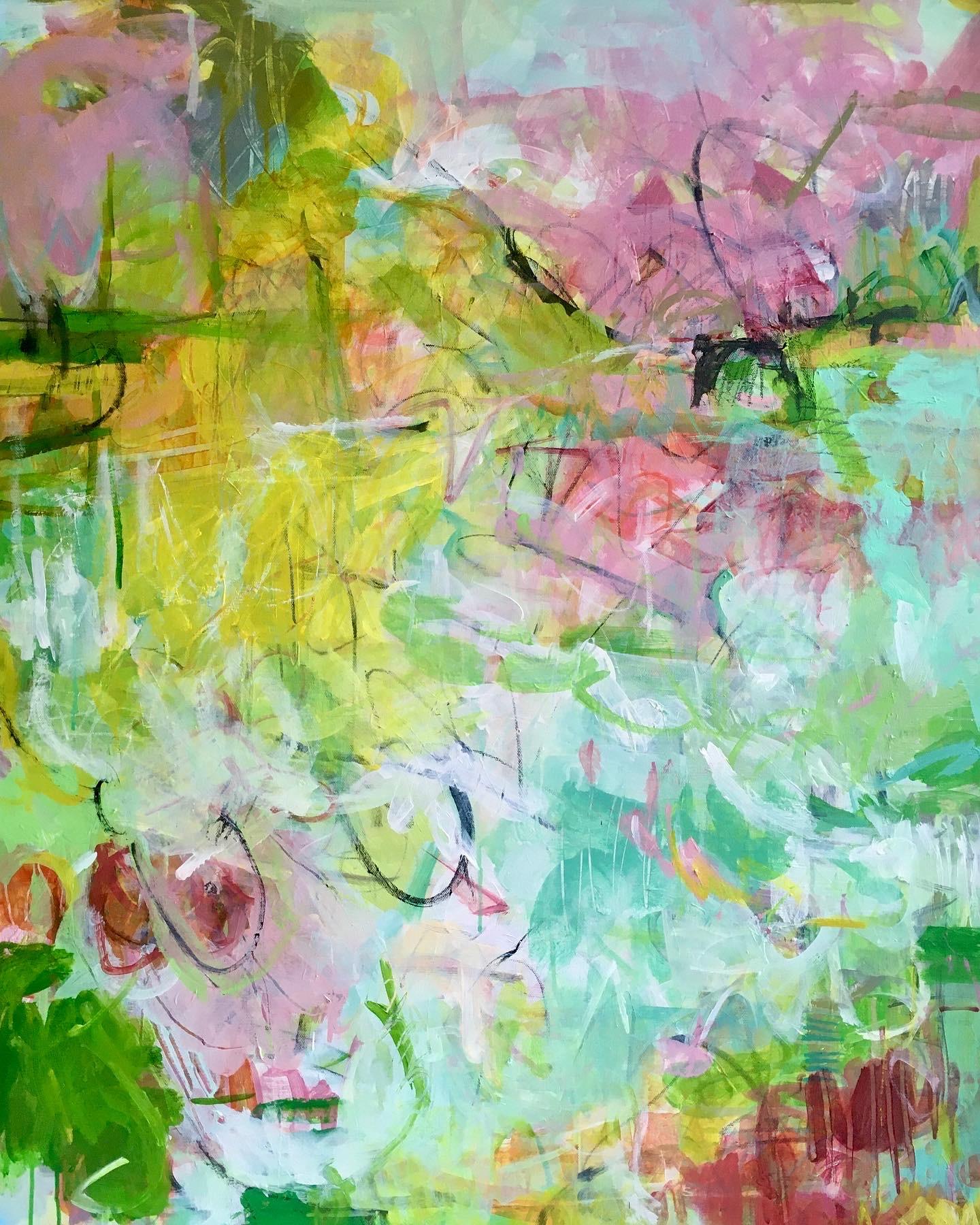 Janet Keith Abstract Painting - Spring Riot, abstract art, impressionism, landscape painting, original art