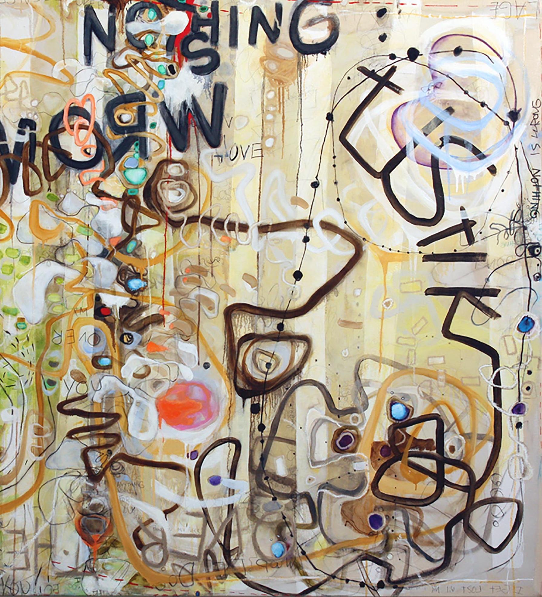 Stick It - Lost in My MInd (Beige), Abstract Painting, von Janet Lage
