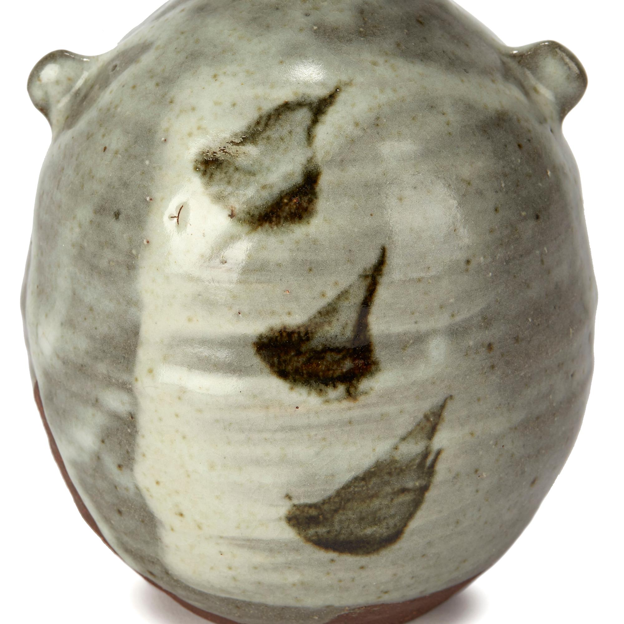 Janet Leach Grey and White Stoneware Studio Pottery Glazed Bottle Vase 2