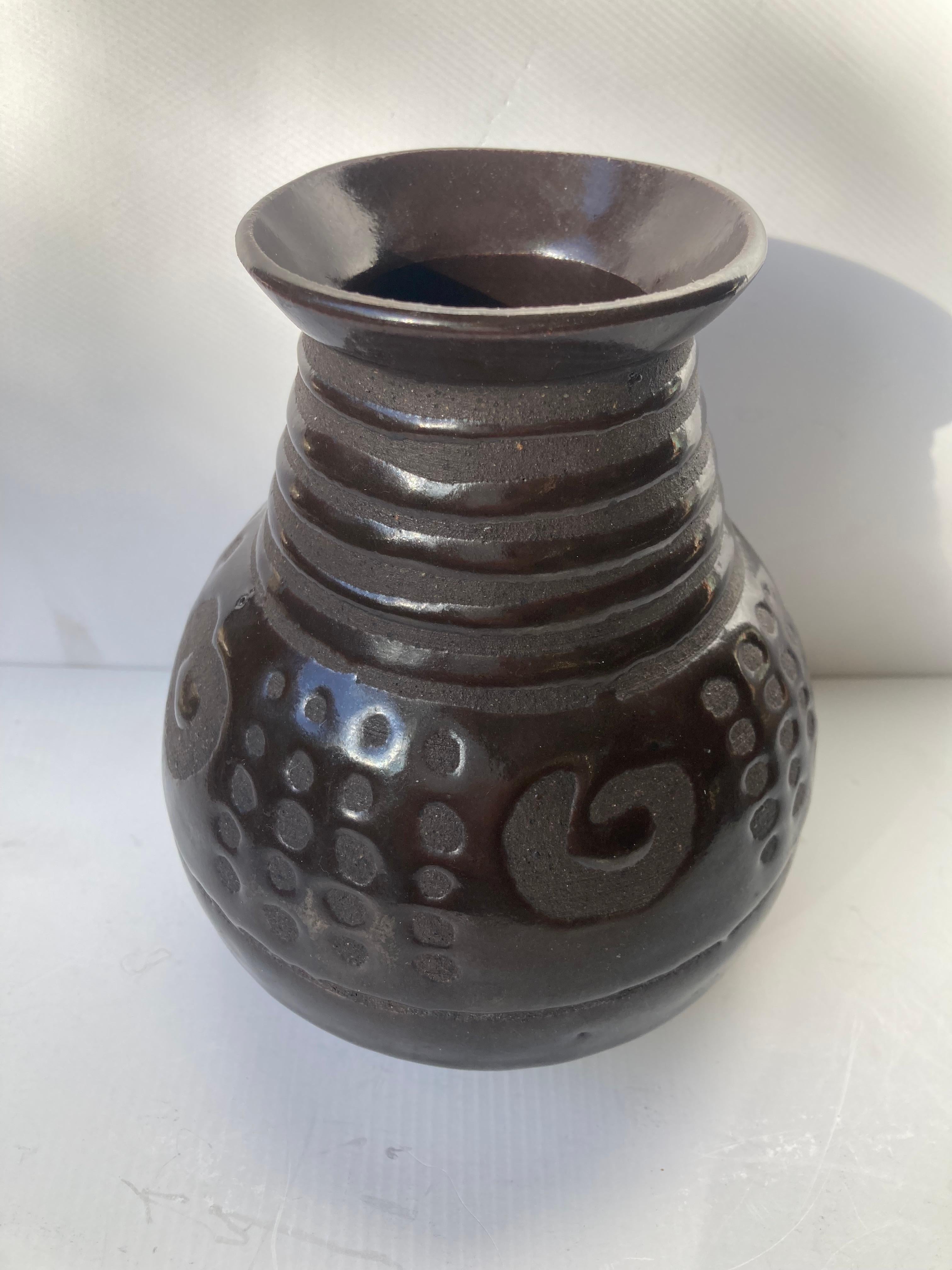 Janet Leach Pottery (Töpferei)  Steingut dekoriert seltene Vase , markiert. (Britisch) im Angebot