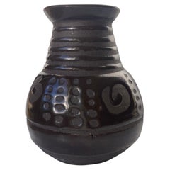Retro Janet Leach pottery  stoneware decorated rare vase , marked.