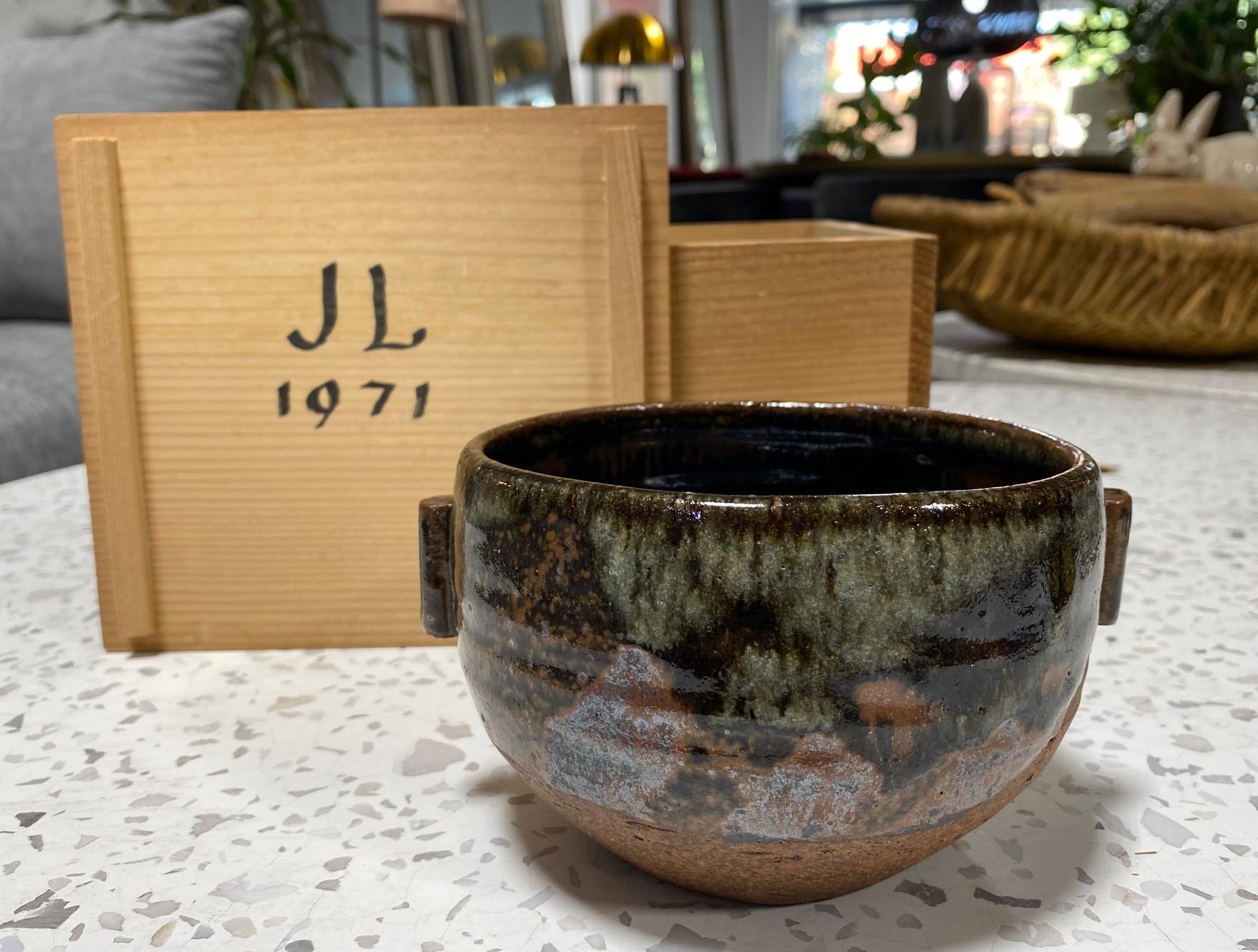 Janet Leach Signed British Studio Pottery Japanese Chawan Tea Bowl with Box 1971 For Sale 9