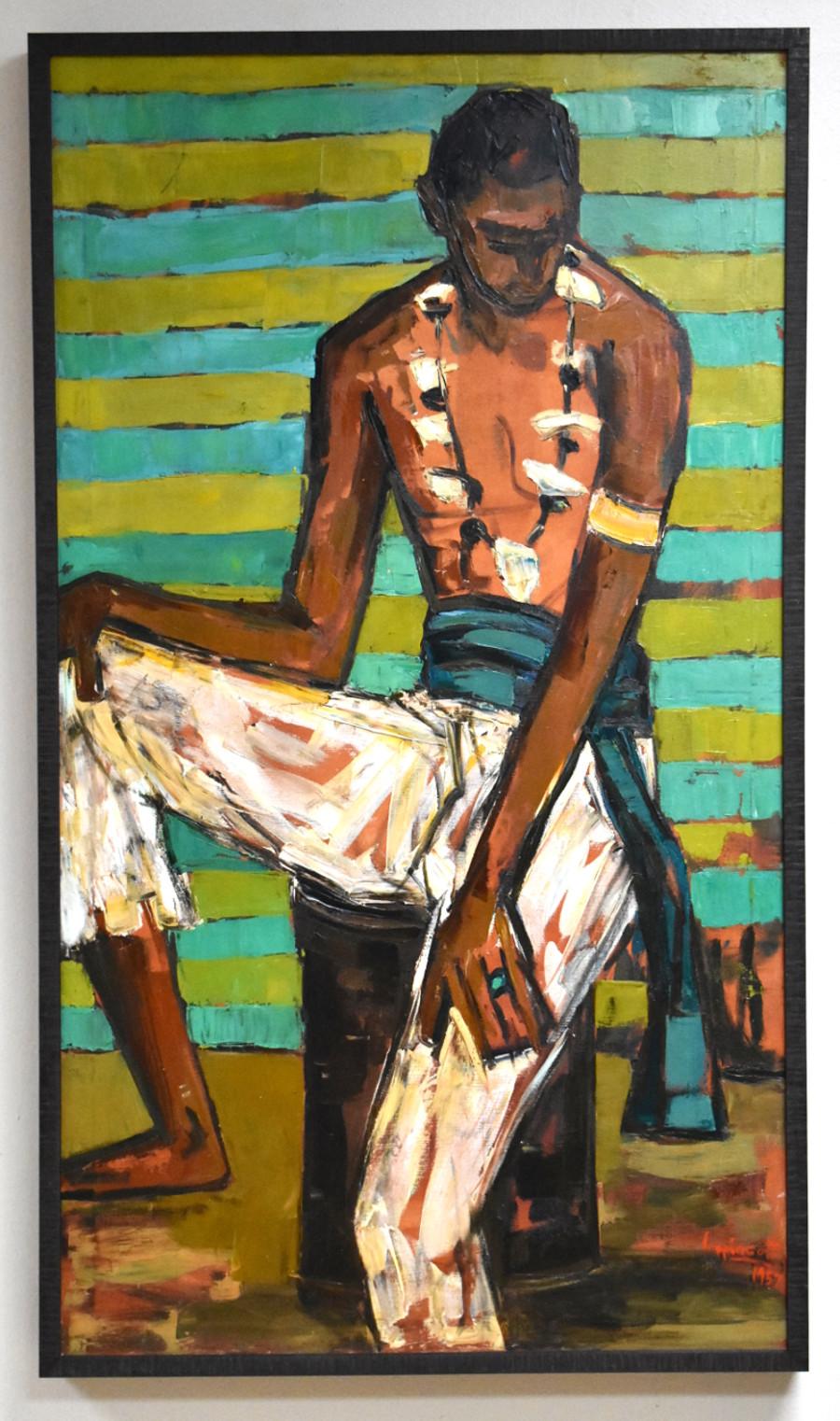 Janet Lippincott Abstract Painting - "THE MAN" SANTA FE 1957 MCM MID CENTURY MODERN