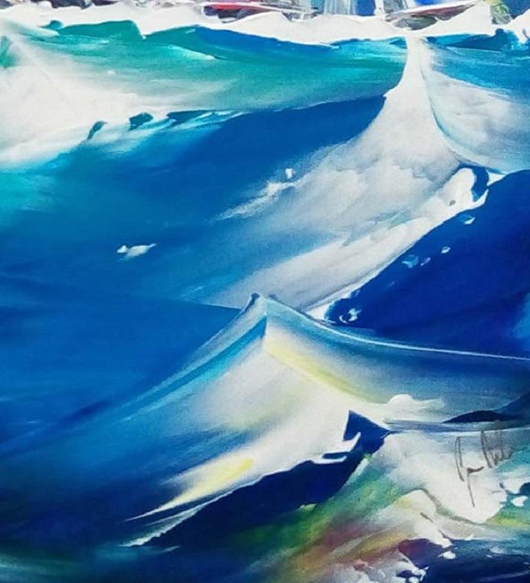 Criss Crossing The Water - Contemporain Painting par Janet Nelson