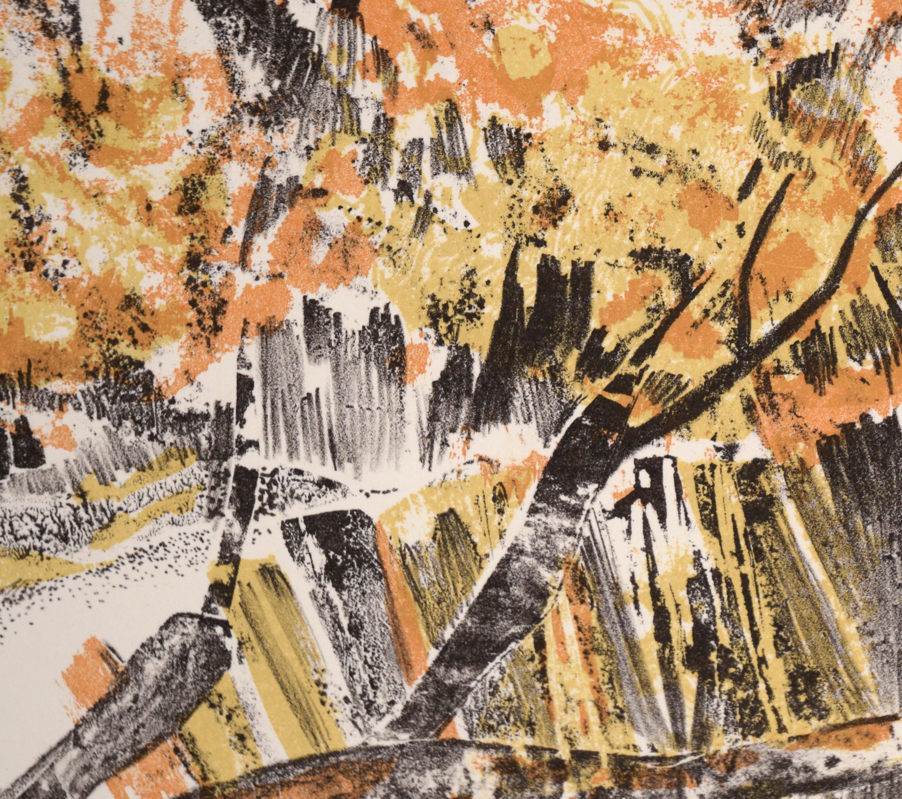 Autumn Trees Close Up - Woodblock Print on Paper #12/15 For Sale 1