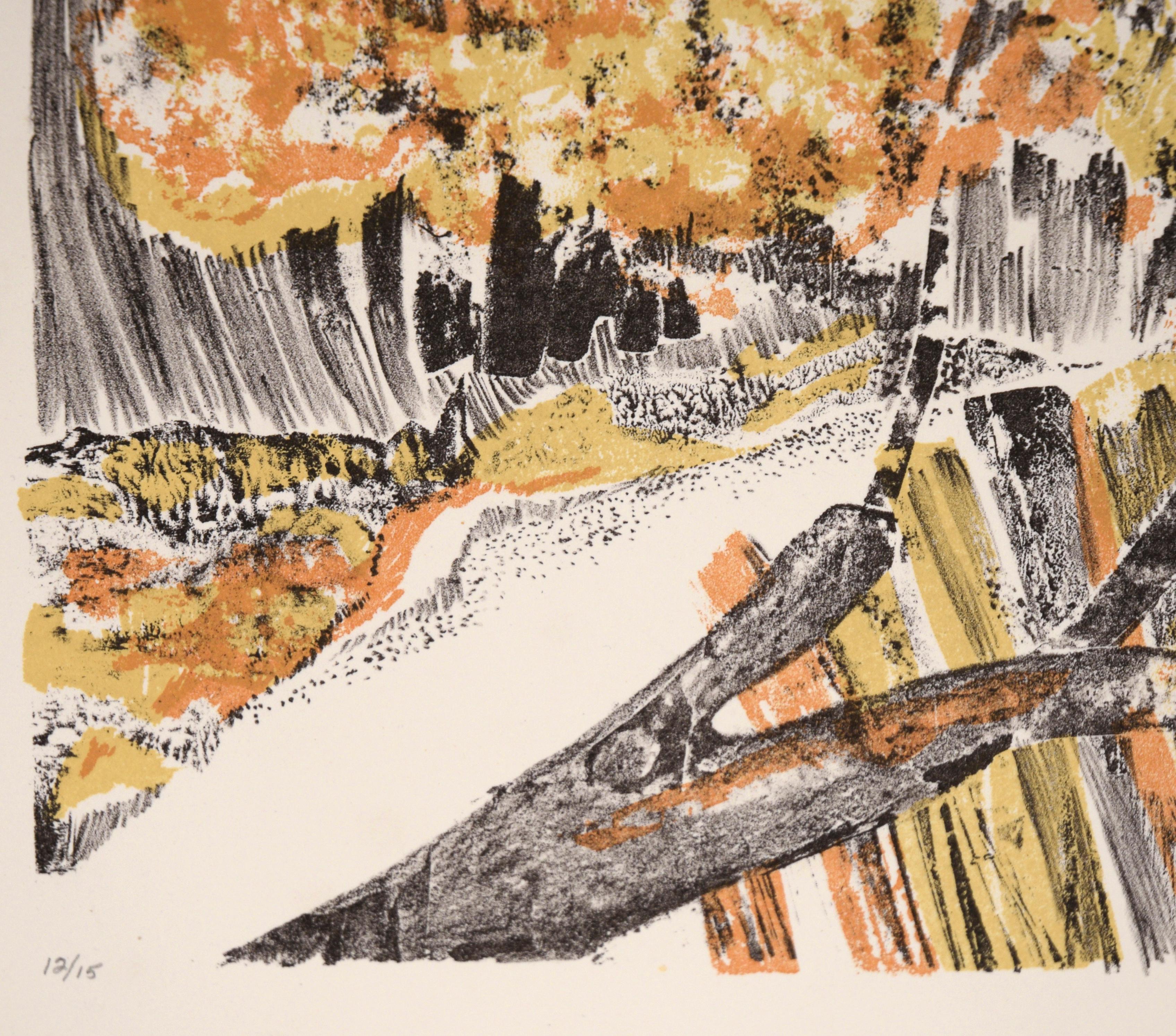Autumn Trees Close Up - Woodblock Print on Paper #12/15 For Sale 3