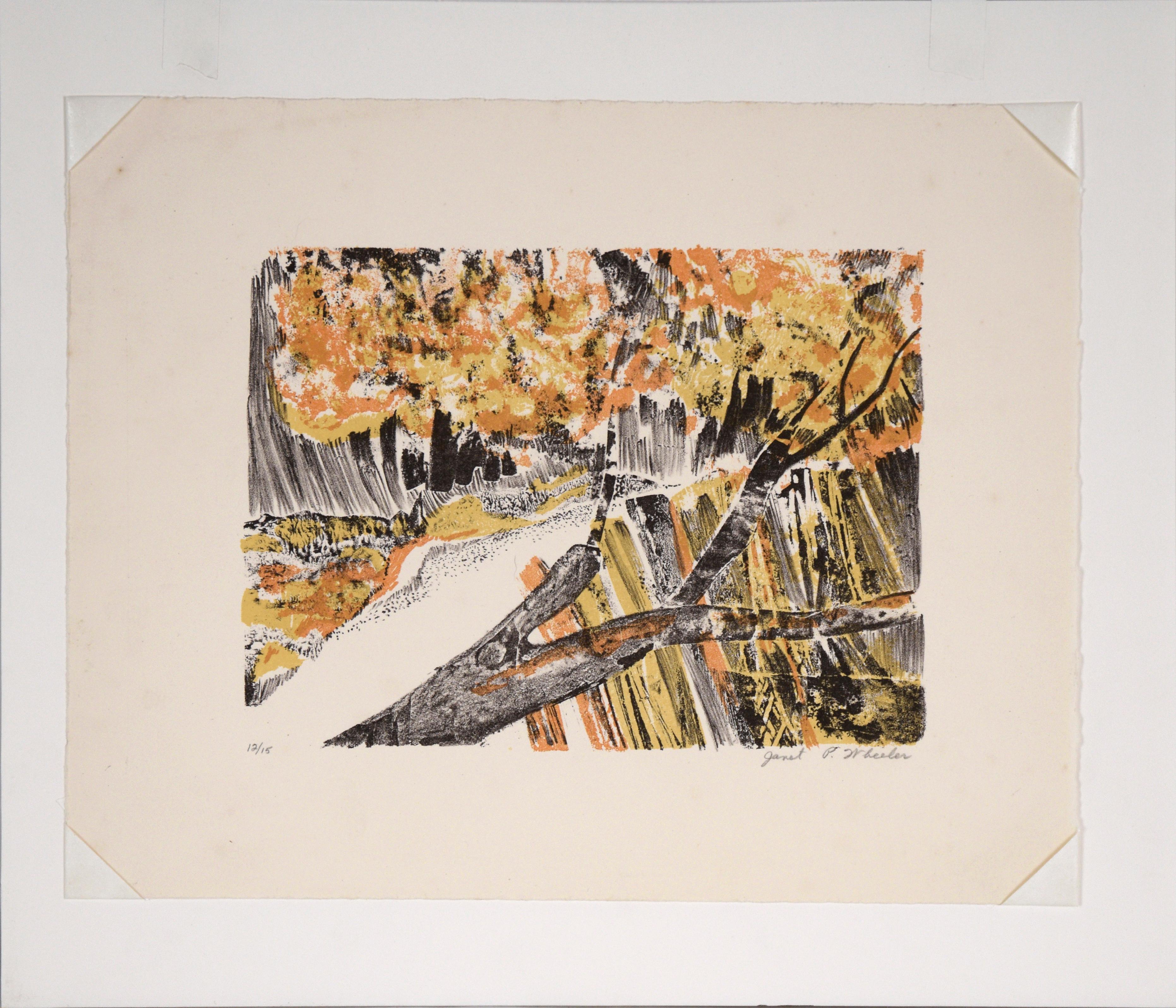 Autumn Trees Close Up - Woodblock Print on Paper #12/15 For Sale 4